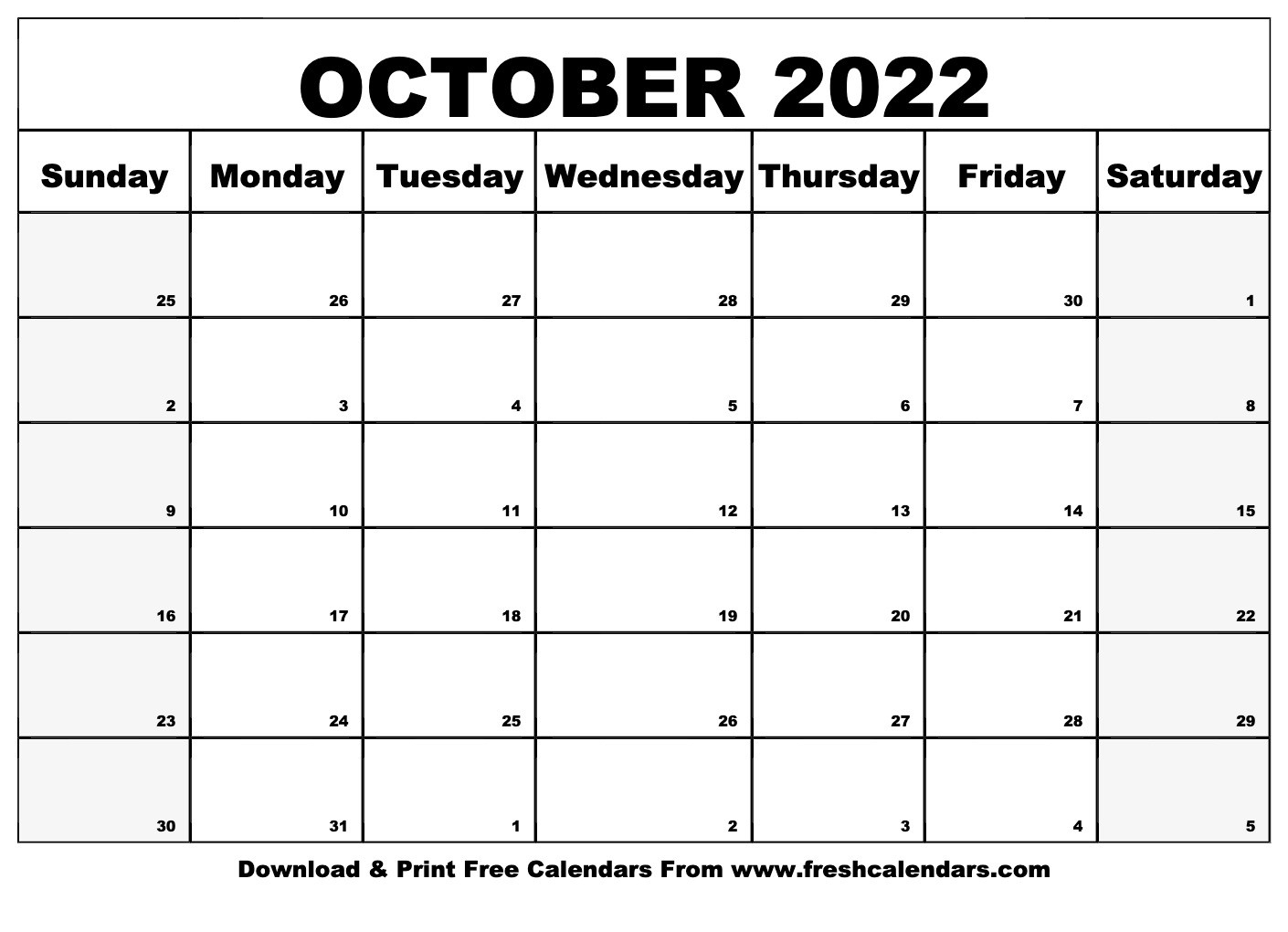 Blank Printable October 2022 Calendars  October 2022 To January 2022 Calendar
