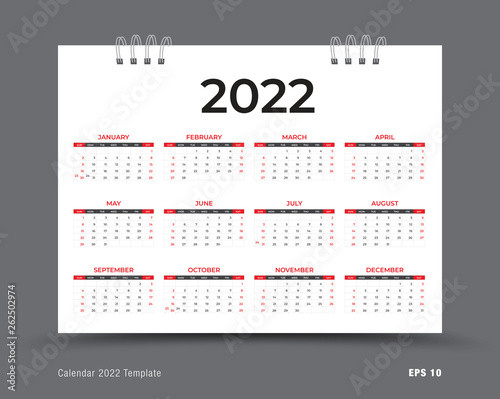 Calendar 2022 Template Layout, 12 Months Yearly Calendar  Free Calendar Design Template 2022