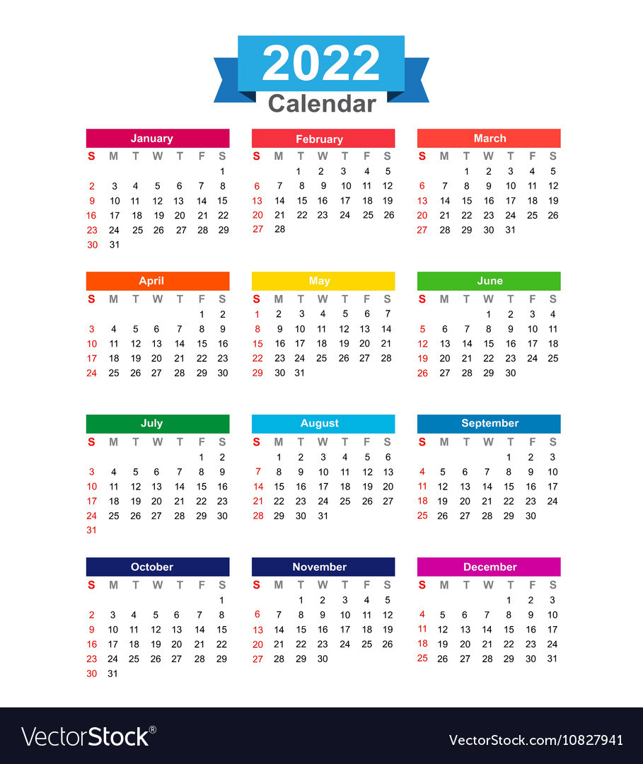 Calendar 2022 Vector Excel  Calendar 2022 Kenya