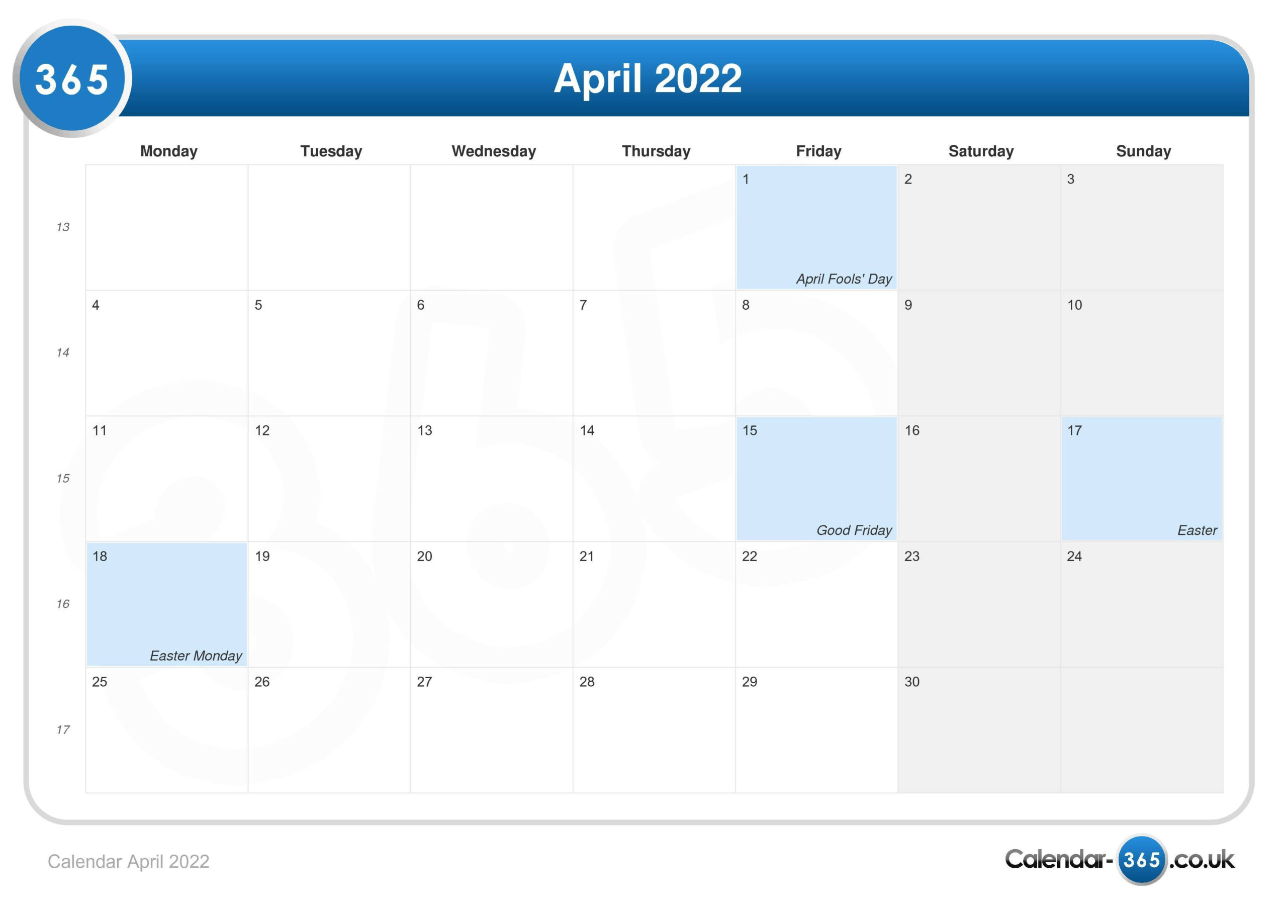 Calendar April 2022  December 2022 To April 2022 Calendar