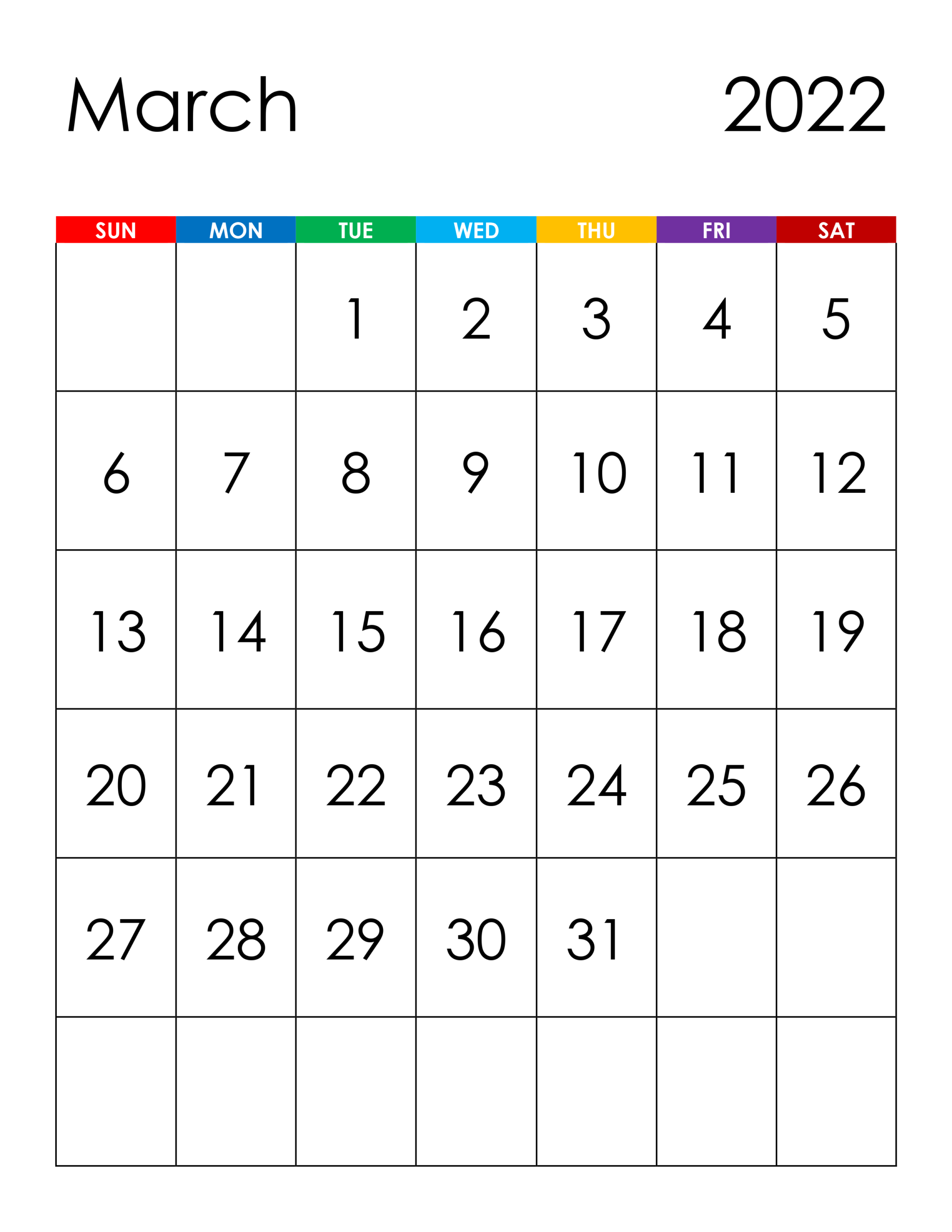 Calendar For March 2022 - Free-Calendar.su  January February March April 2022 Calendar