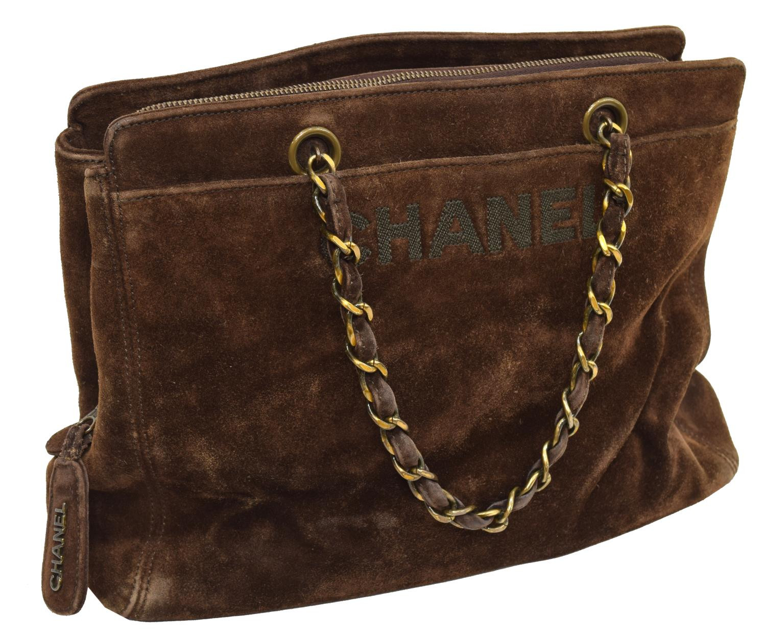 Chanel Brown Suede Shoulder Bag - Holidays Estates Auction  Chanel Advent Calendar Dust Bag