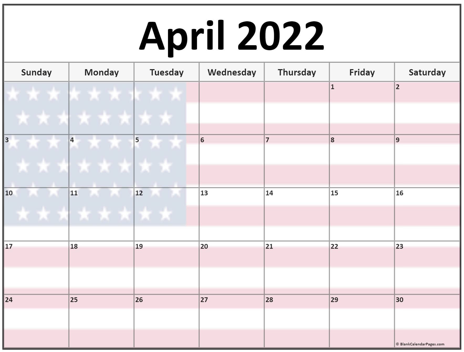 Collection Of April 2022 Photo Calendars With Image Filters.  Blank April 2022 Calendar Printable