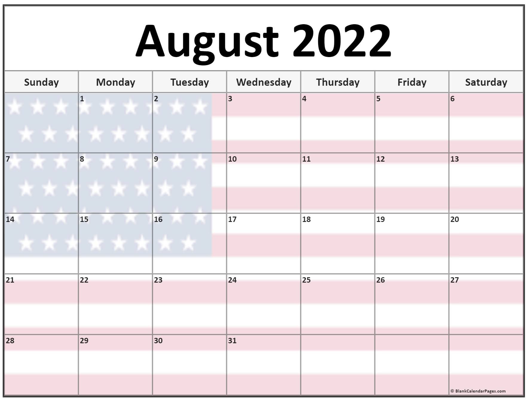 Collection Of August 2022 Photo Calendars With Image Filters.  August 2022 To July 2022 Calendar Printable