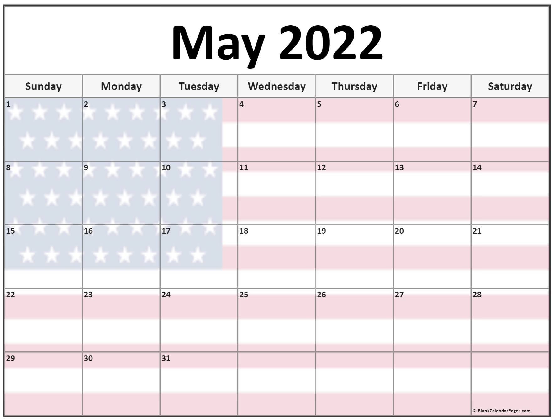Collection Of May 2022 Photo Calendars With Image Filters.  Printable Calendar 2022 Usa