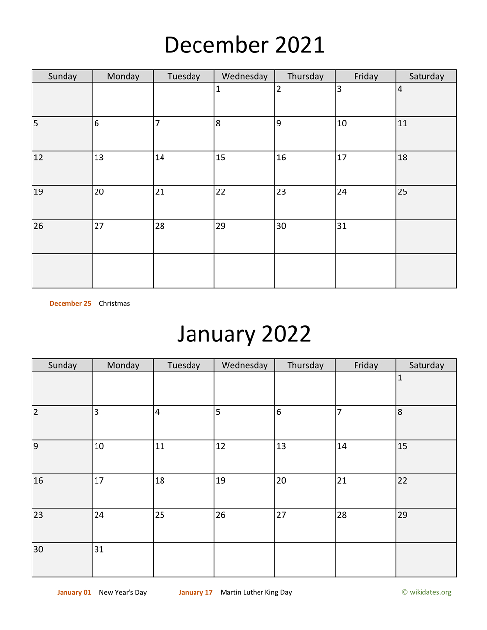 December 2021 And January 2022 Calendar | Wikidates  December 2022 And January 2022 Calendar Word