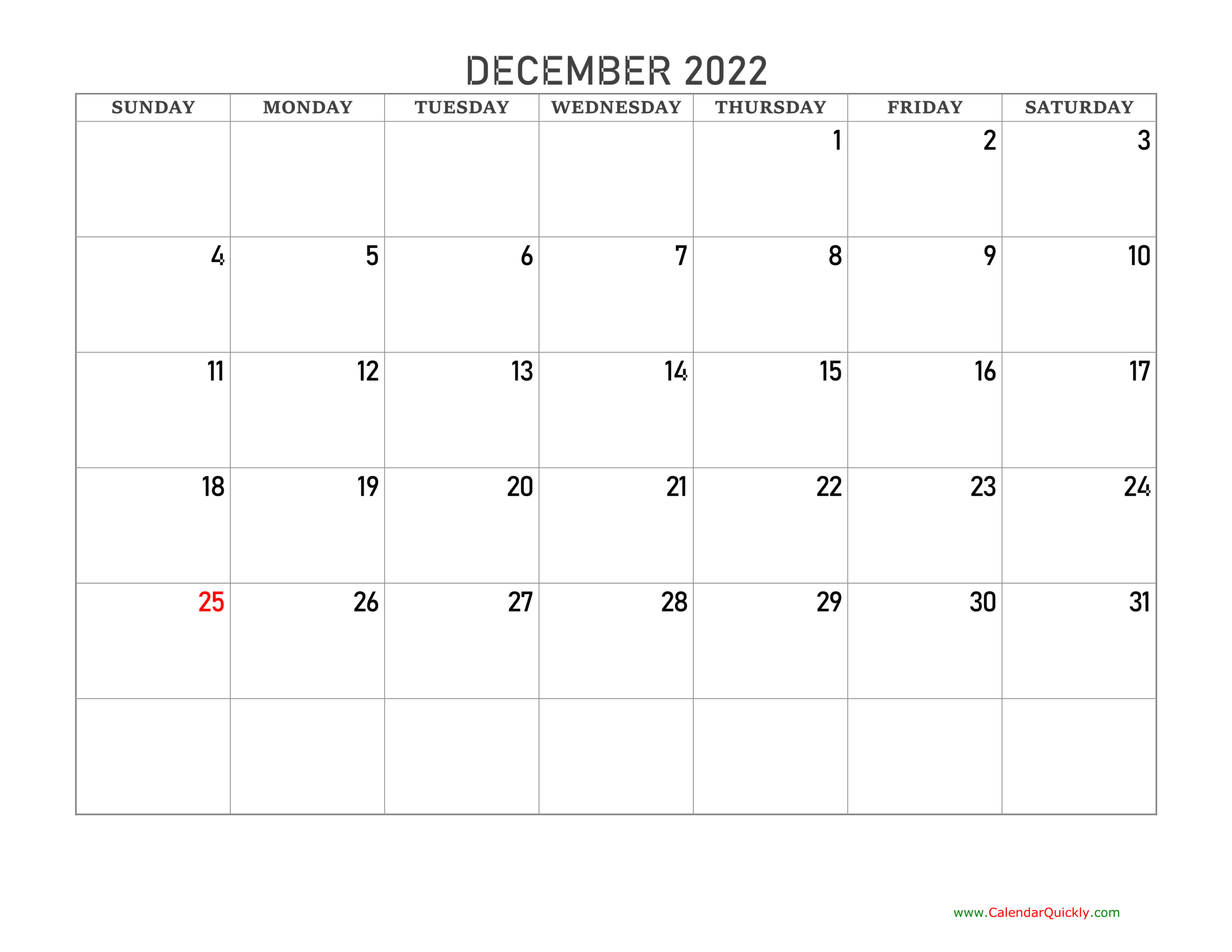 December 2022 Blank Calendar | Calendar Quickly  December 2022 Hindu Calendar