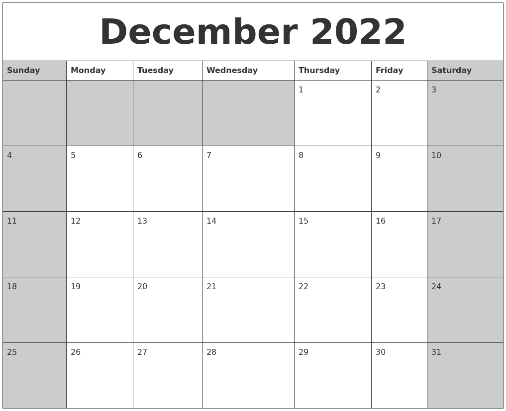 December 2022 Calanders  December 2022 January 2022 Calendar Printable