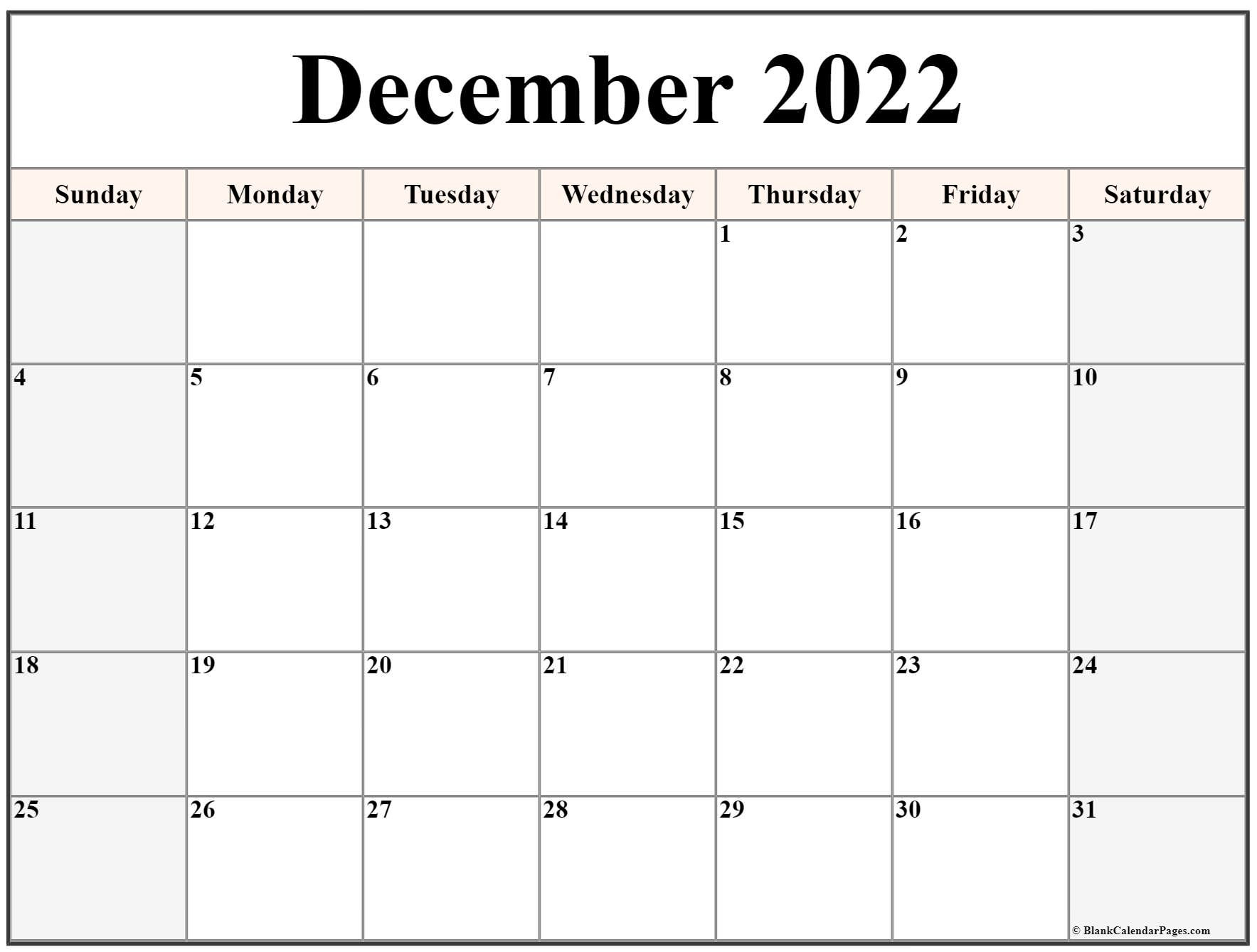 December 2022 Calendar | Free Printable Calendar Templates  Calendar December 2022 January 2022 Excel