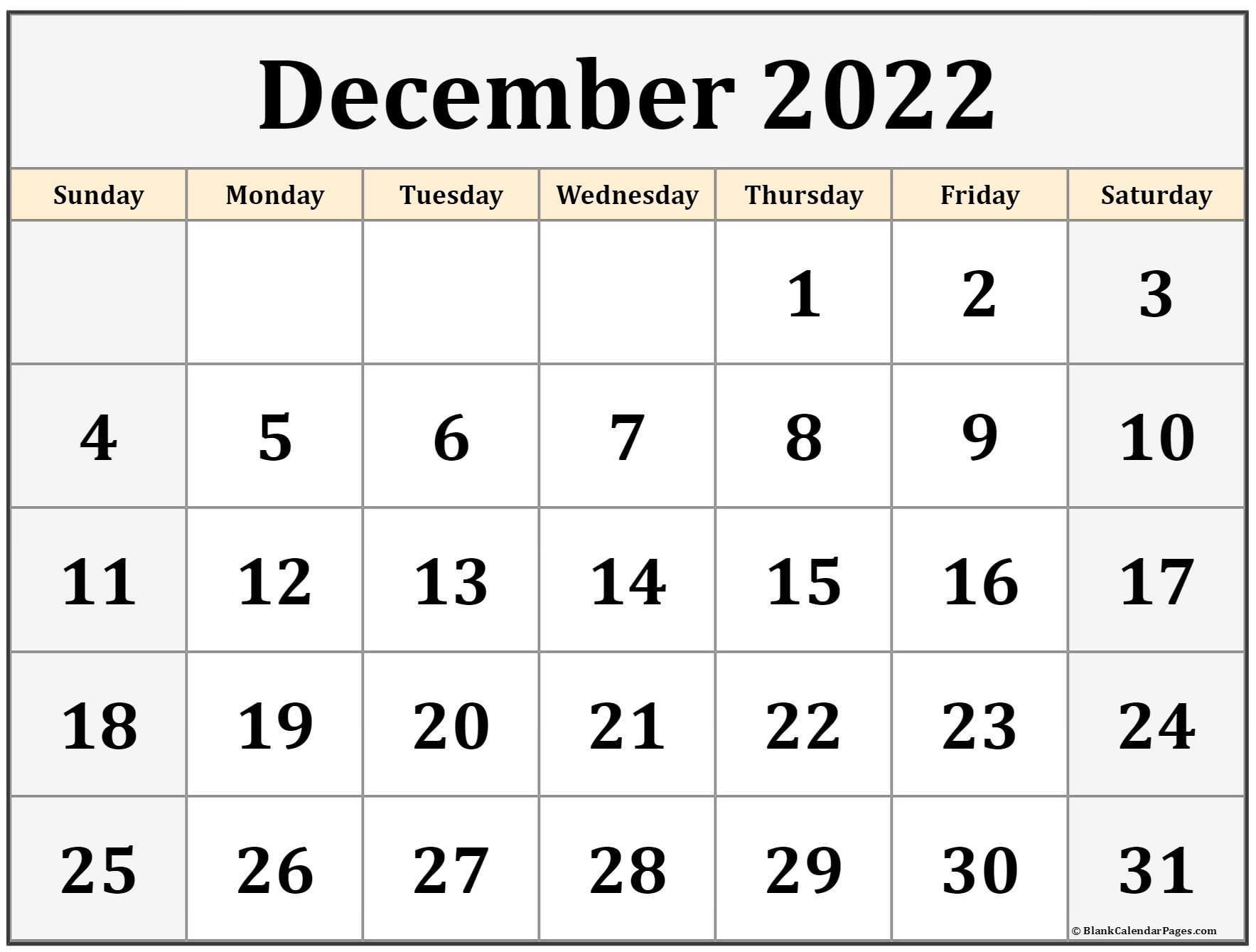 December 2022 Calendar | Free Printable Calendar Templates  Calendar December 2022 January 2022 Excel