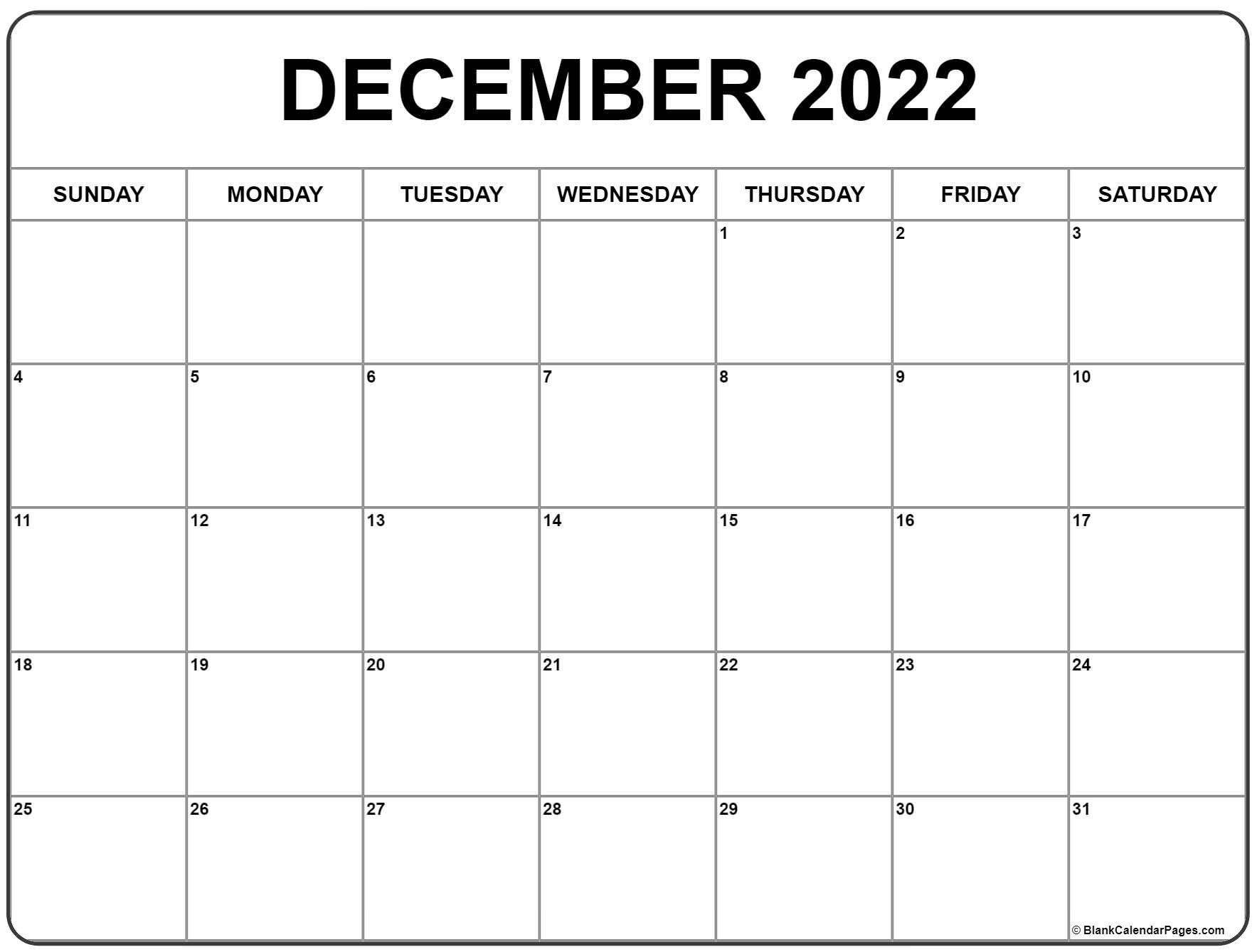 December 2022 Calendar | Free Printable Calendar Templates  December 2022 Calendar Template
