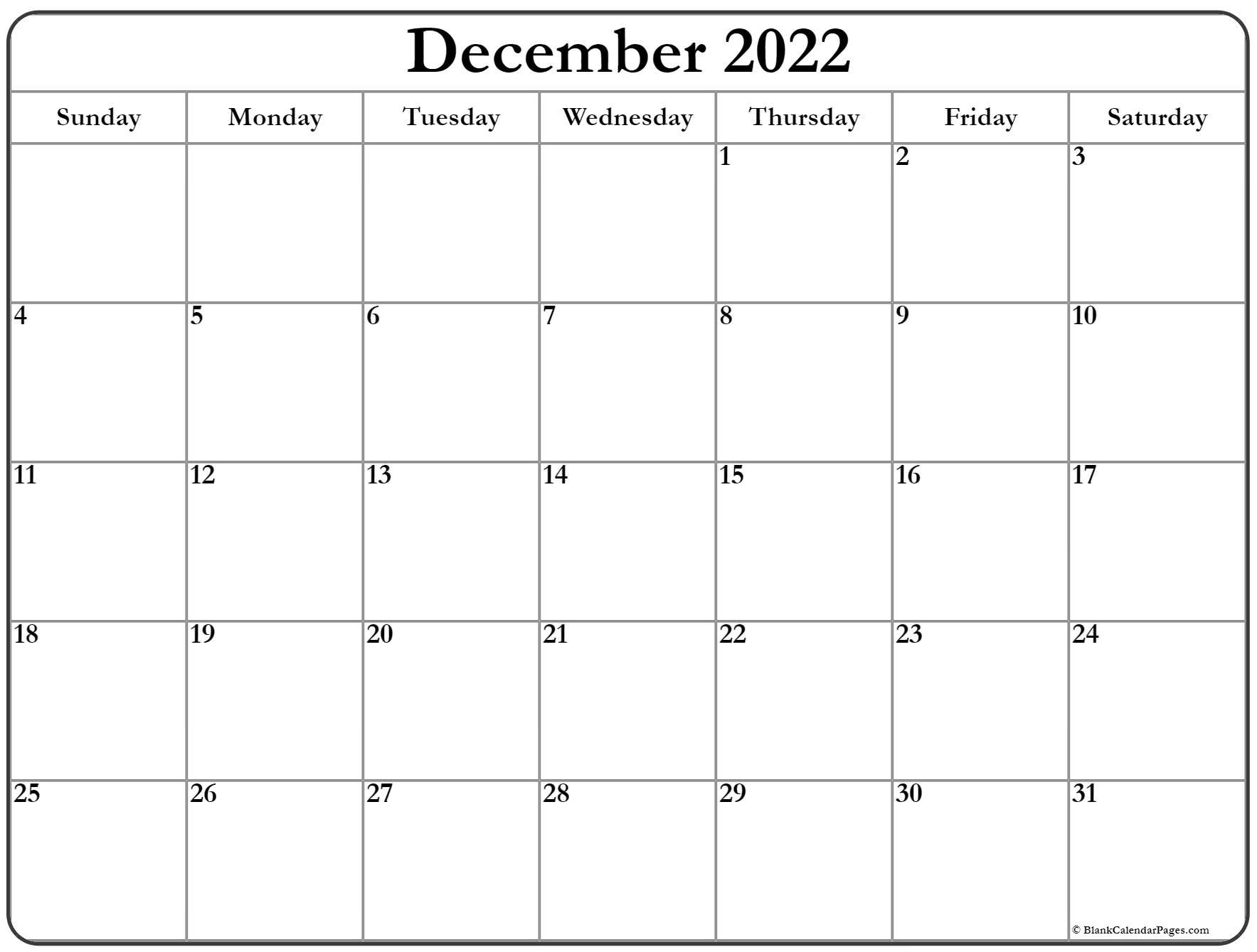 December 2022 Calendar | Free Printable Calendar Templates  December 2022 To December 2022 Calendar Printable