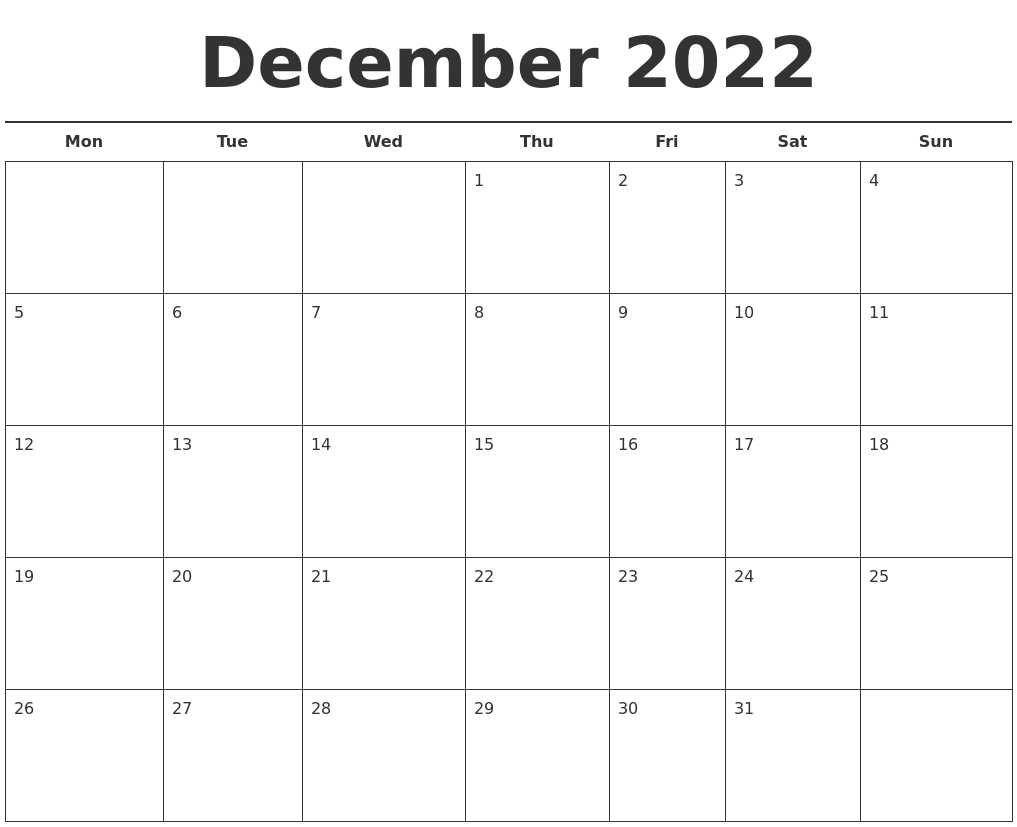 December 2022 Through February 2022 Calendar Template Calendar Design