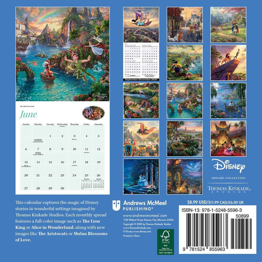 Disney Dreams Collectionthomas Kinkade Studios: 2021  Free Printable Disney Calendar 2022