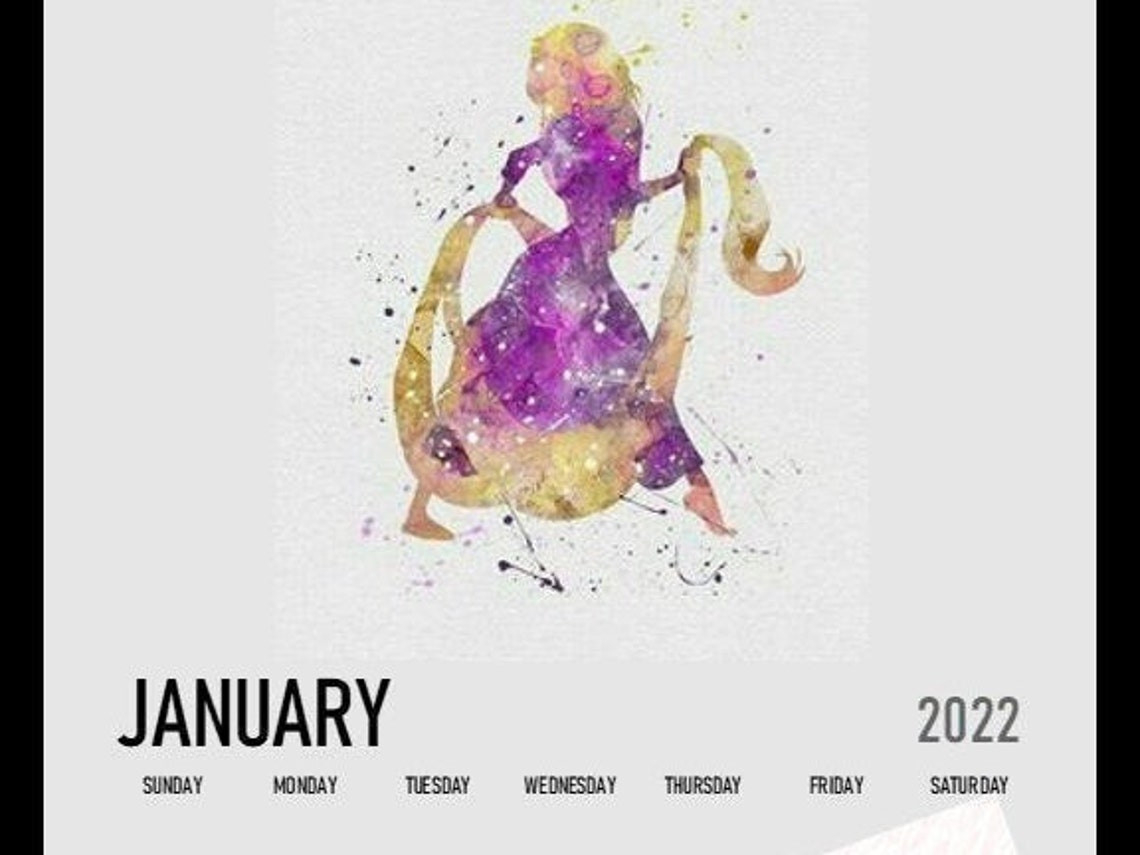 Disney Princess Water Colour Printable 2022 Calendar | Etsy  Free Printable Disney Calendar 2022