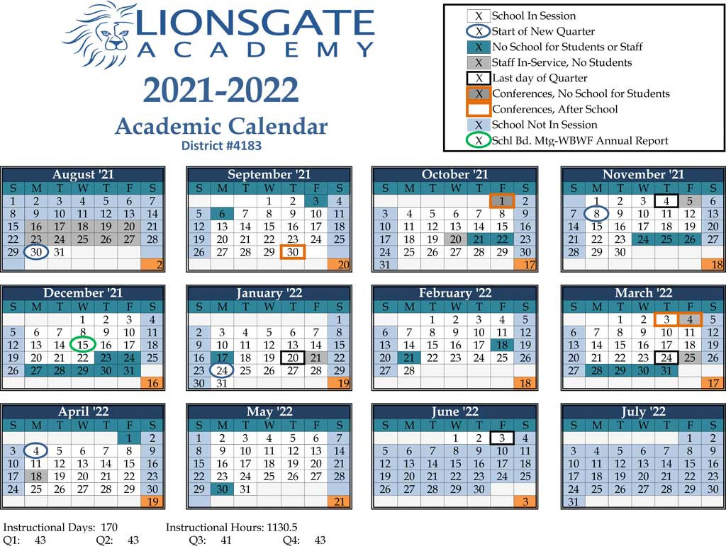 District Calendar | Lionsgate Academy  Cps Calendar 2022 Florida