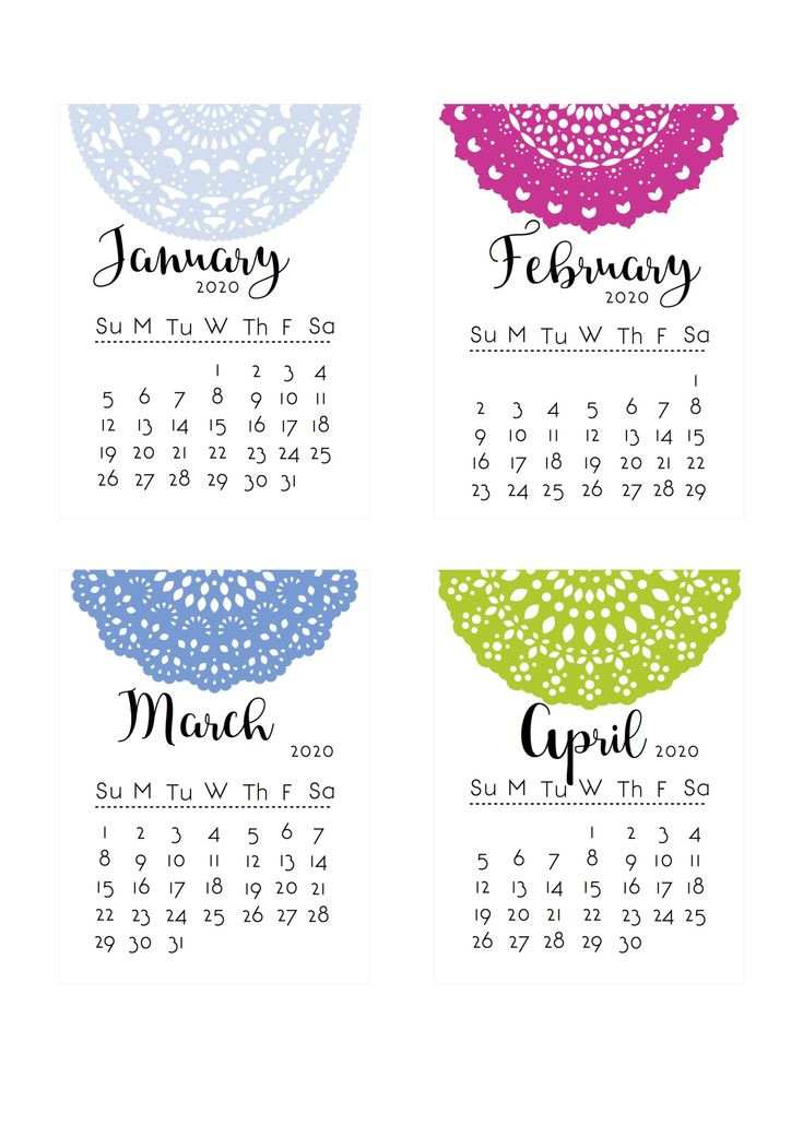 Doily Calendar Cards For 2020-2022 | Free Printable  Free Printable Calendar 2022 Small