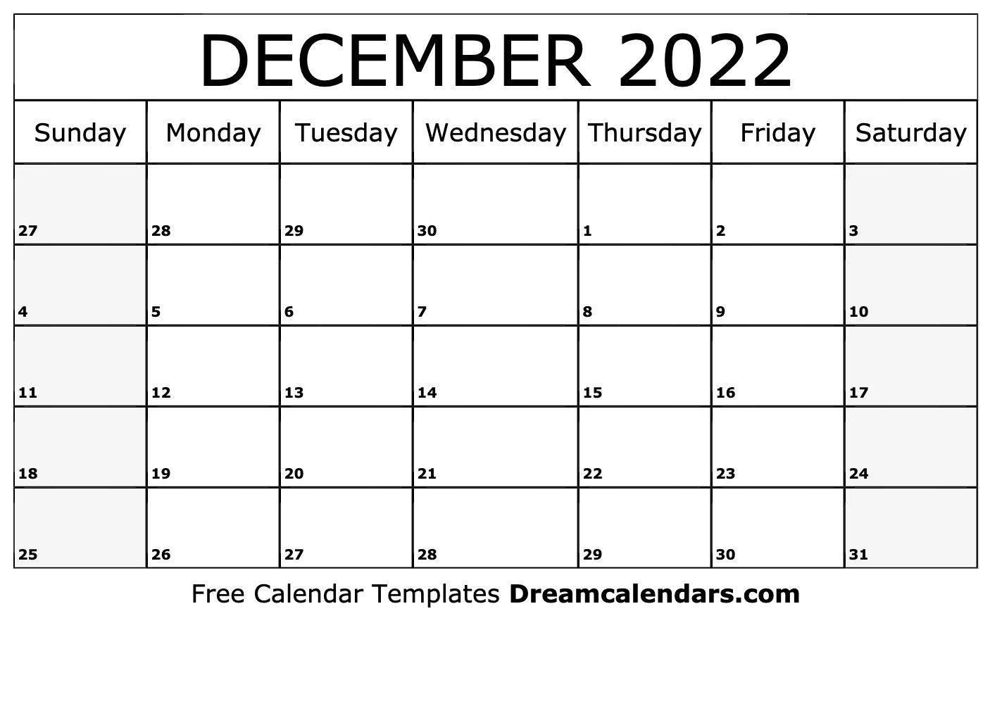 Download Printable December 2022 Calendars  December 2022 To April 2022 Calendar