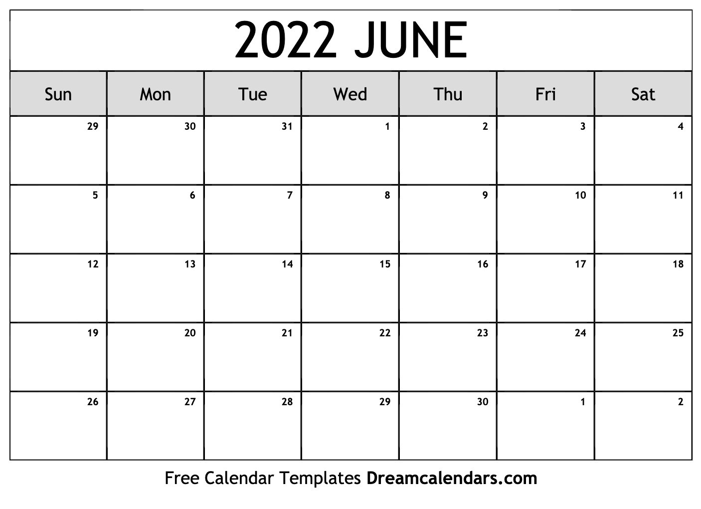 Download Printable June 2022 Calendars  January To June 2022 Calendar