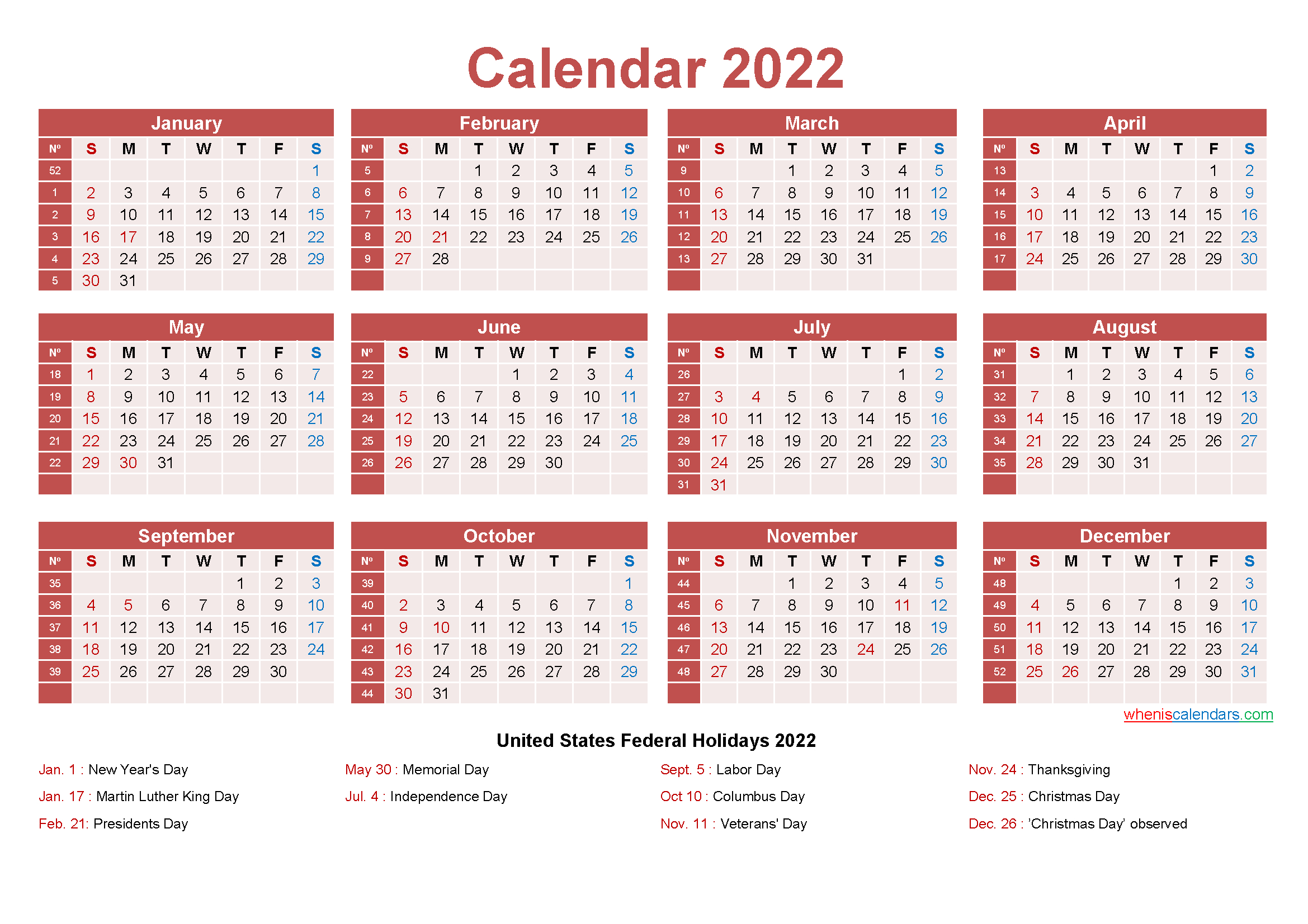 Editable Calendar Template 2022 Word - Template No.ep22Y9  Free Calendar Template 2022 Editable