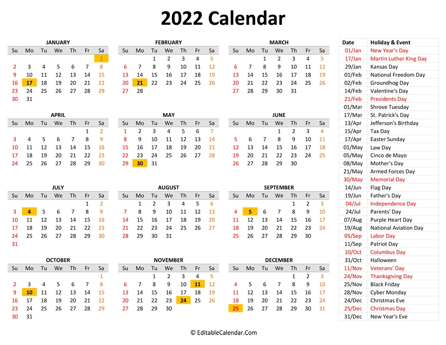 Effective 2021 Calendar 2022 Printable With Holidays  Free Printable 2022 Calendar With Holidays South Africa