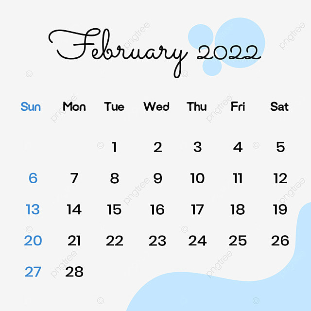 February 2022 Calendar With Blue Aesthetic Abstract  Printable Calendar 2022 Aesthetic
