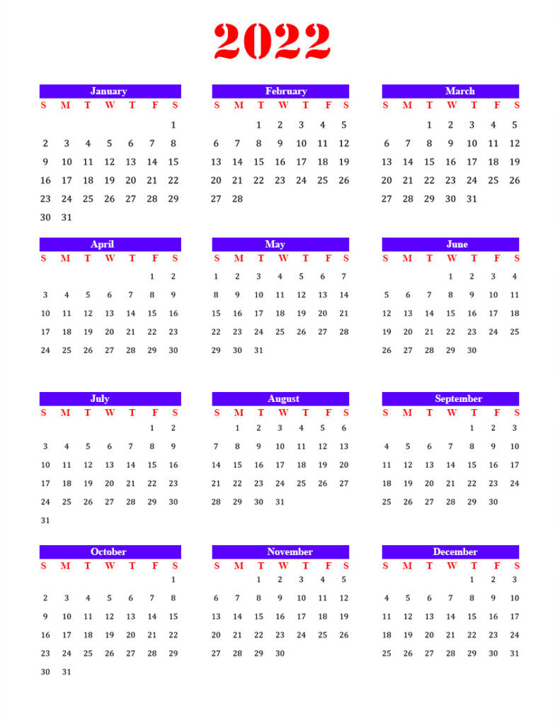 Free Blank Calendar 2022 Template In Pdf  Free Calendar Template 2022 Zoom