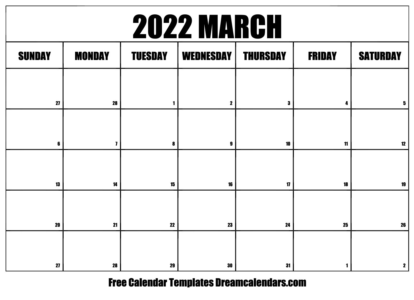 Free Calendar Template 2022 March  Free Printable Lined Monthly Calendar 2022