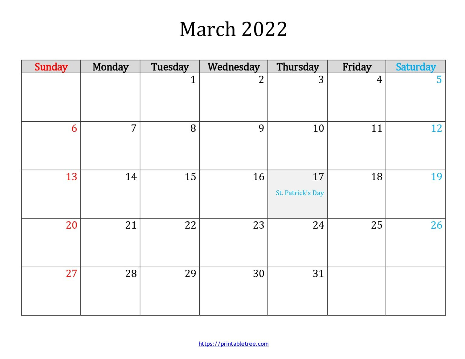 Free Download Blank Printable Calendar March 2022 Pdf  March April 2022 Calendar Printable