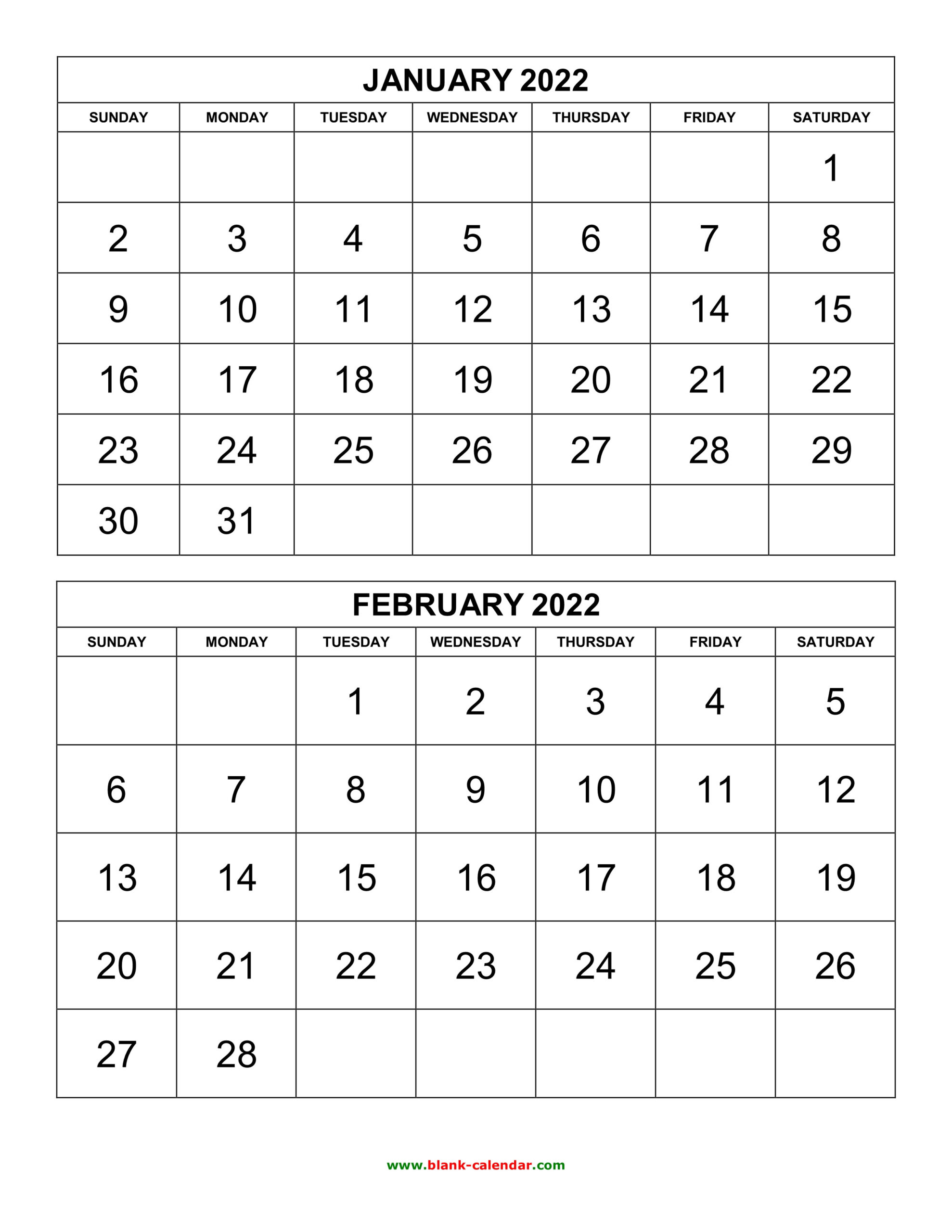 Free Download Printable Calendar 2022, 2 Months Per Page  2022 Printable Calendar Vertical With Holidays
