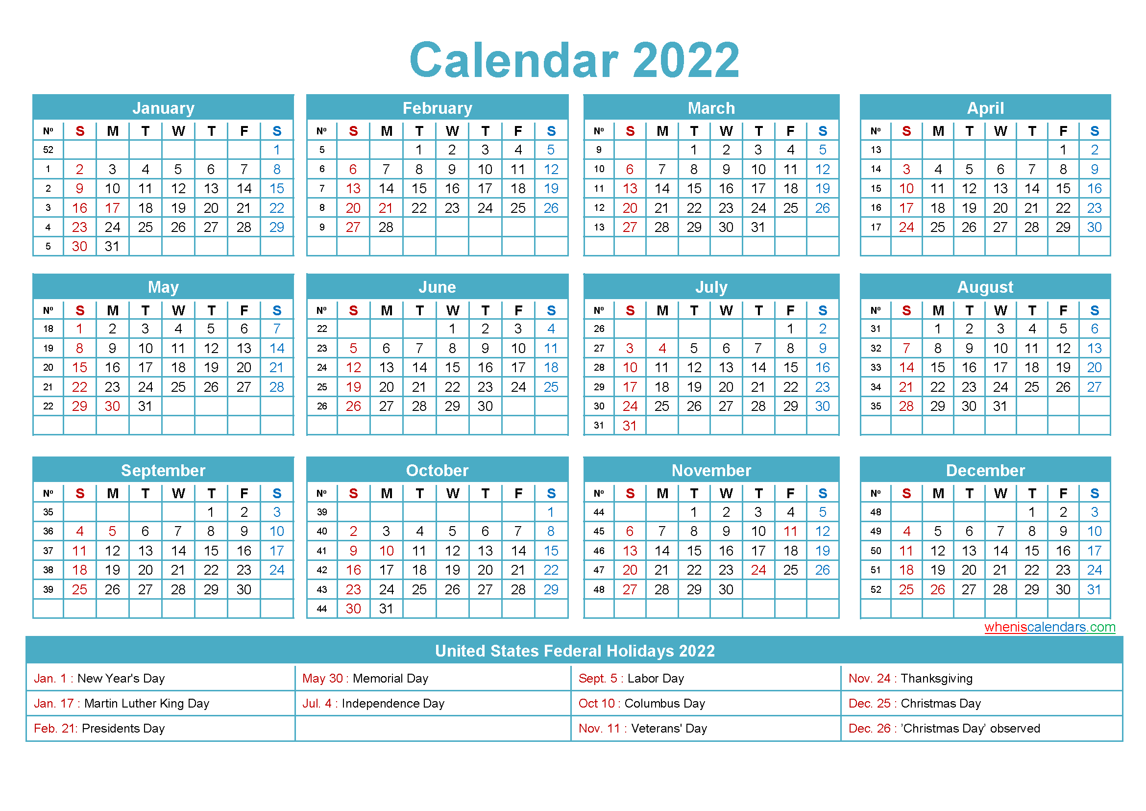 Free Editable Printable Calendar 2022 - Template No.ep22Y5  Printable Quarterly Calendar 2022