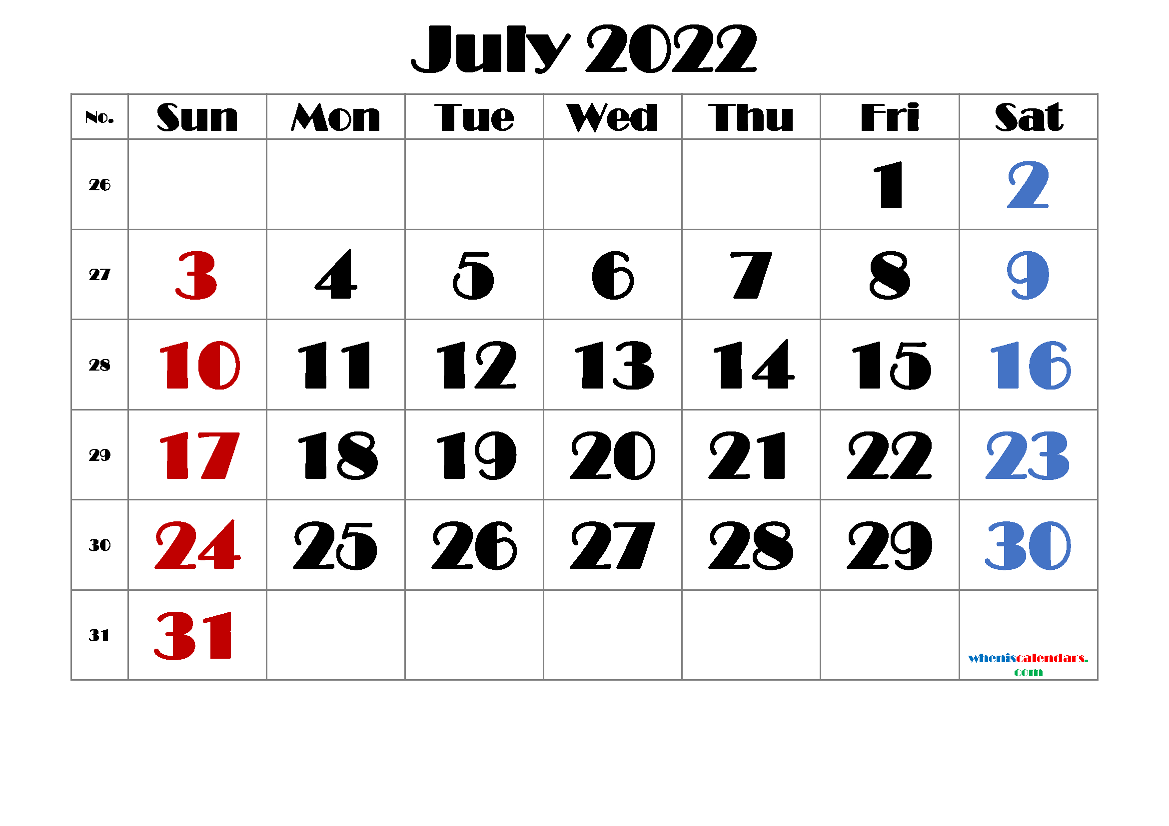 Free July 2022 Calendar Template (Pdf And Image) : Truths  2022 Calendar Printable Saturday Start