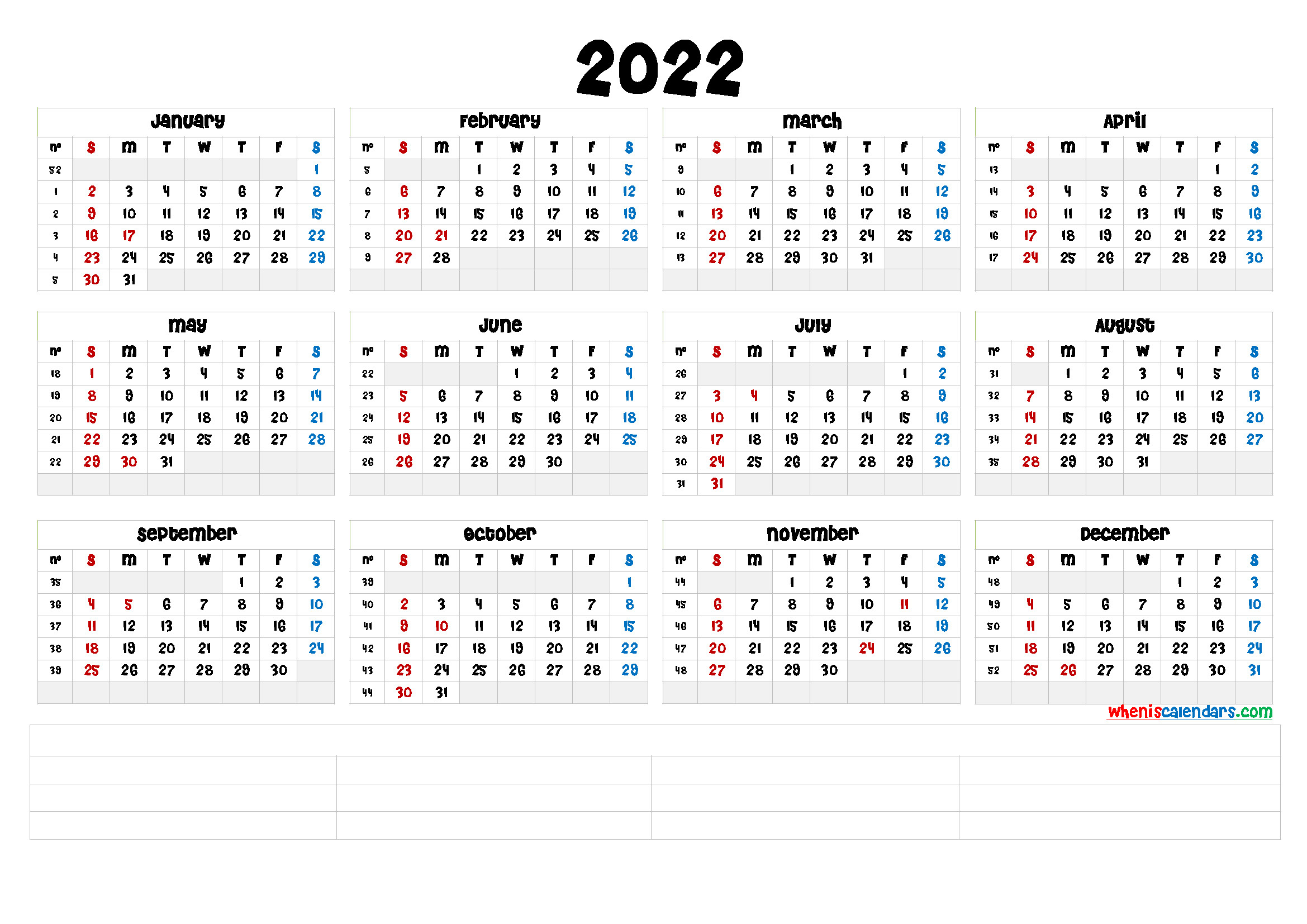 Free Printable 2022 Calendarmonth (6 Templates) - Free  Free Calendar 2022 Template Ai