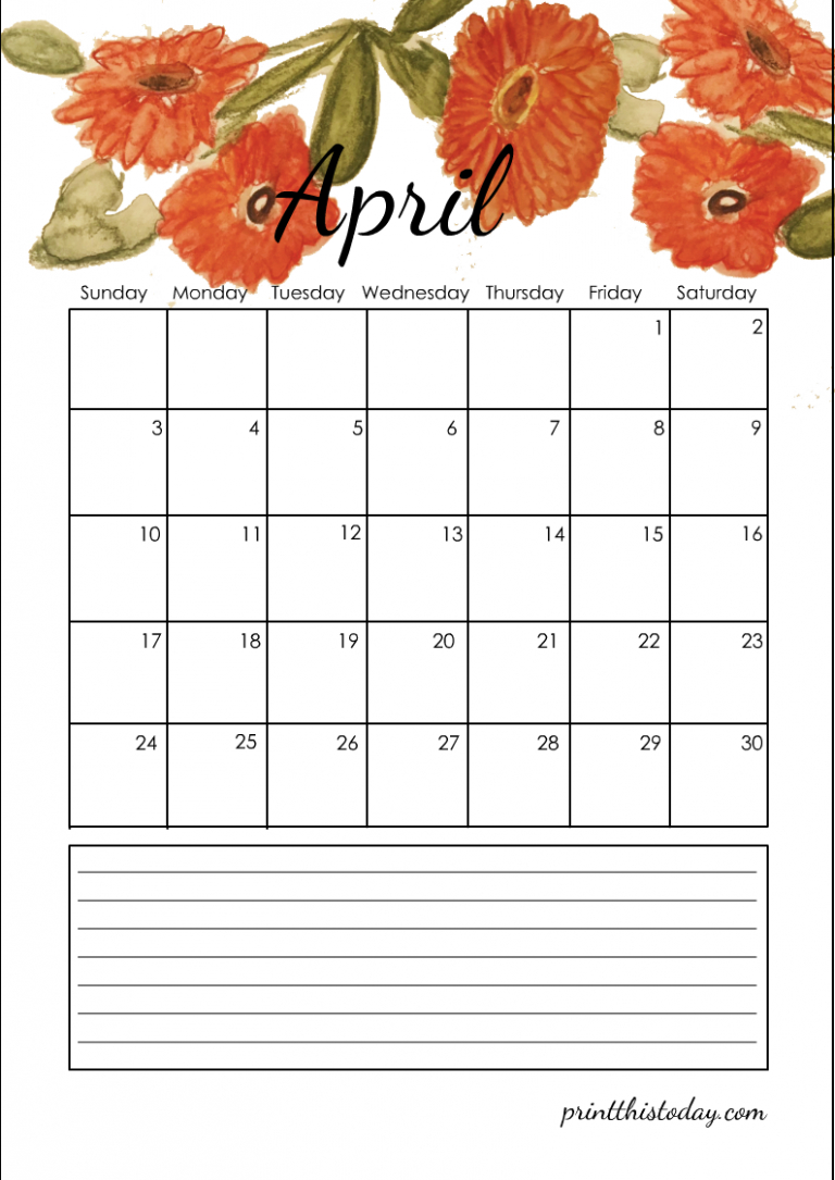 Free Printable 2022 Floral Calendar  Printable Calendar 2022 Pretty