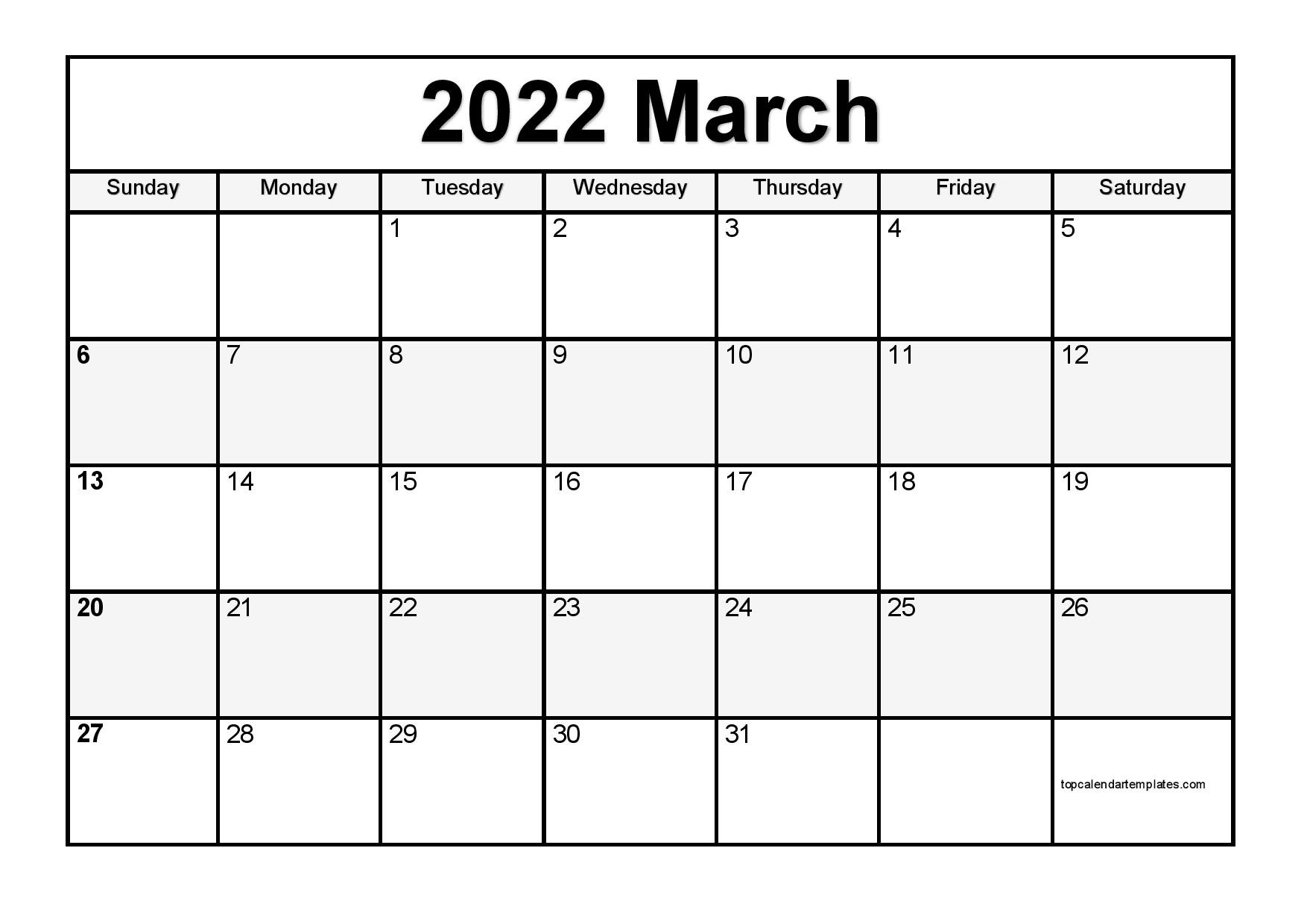 Free Printable 2022 Monthly Calendar Template Word Printable 
