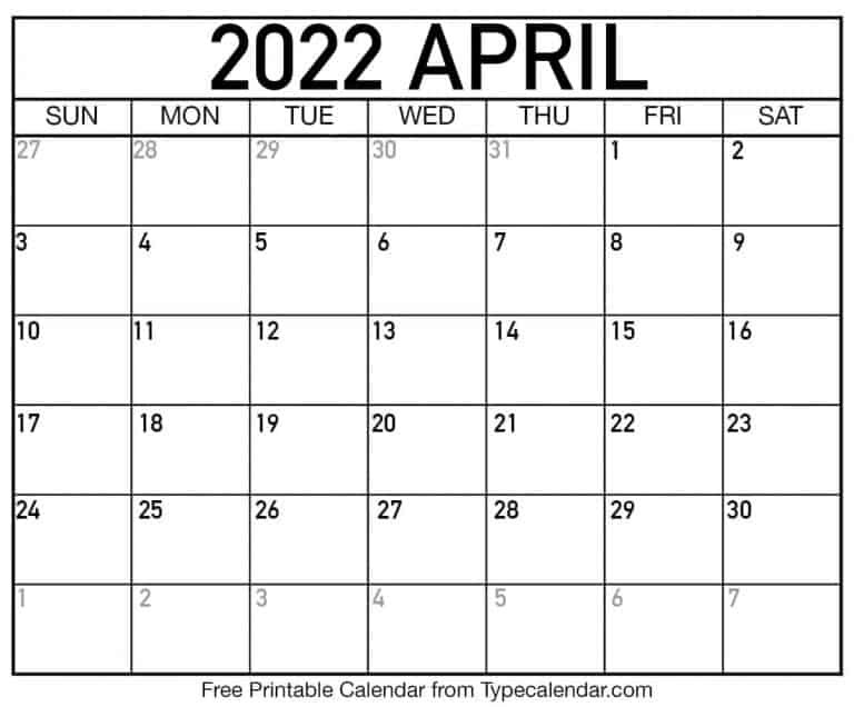 Free Printable April 2022 Calendars  Lunar Calendar 2022 April