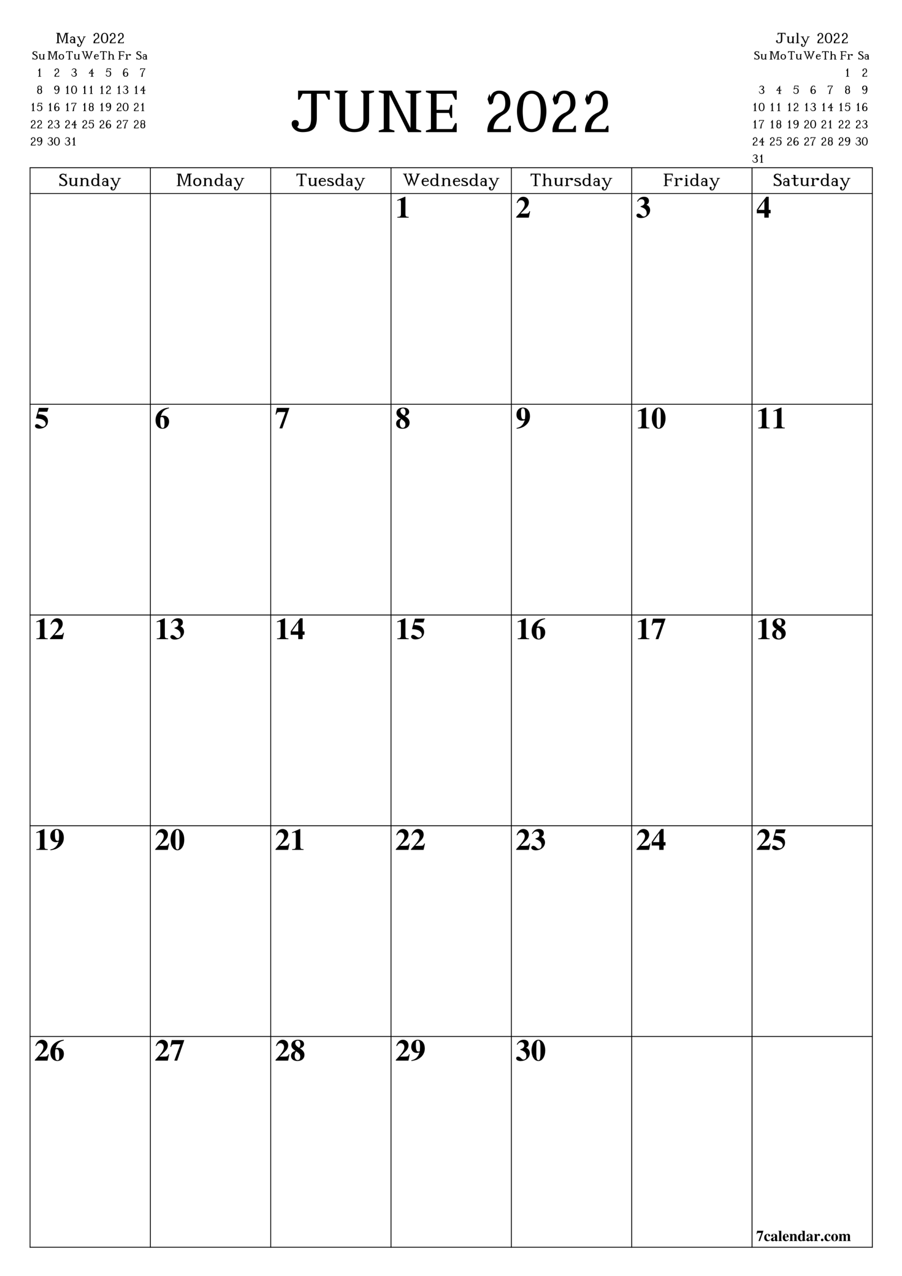 Free Printable Blank Monthly Calendar And Planner For June  November 2022 To June 2022 Calendar
