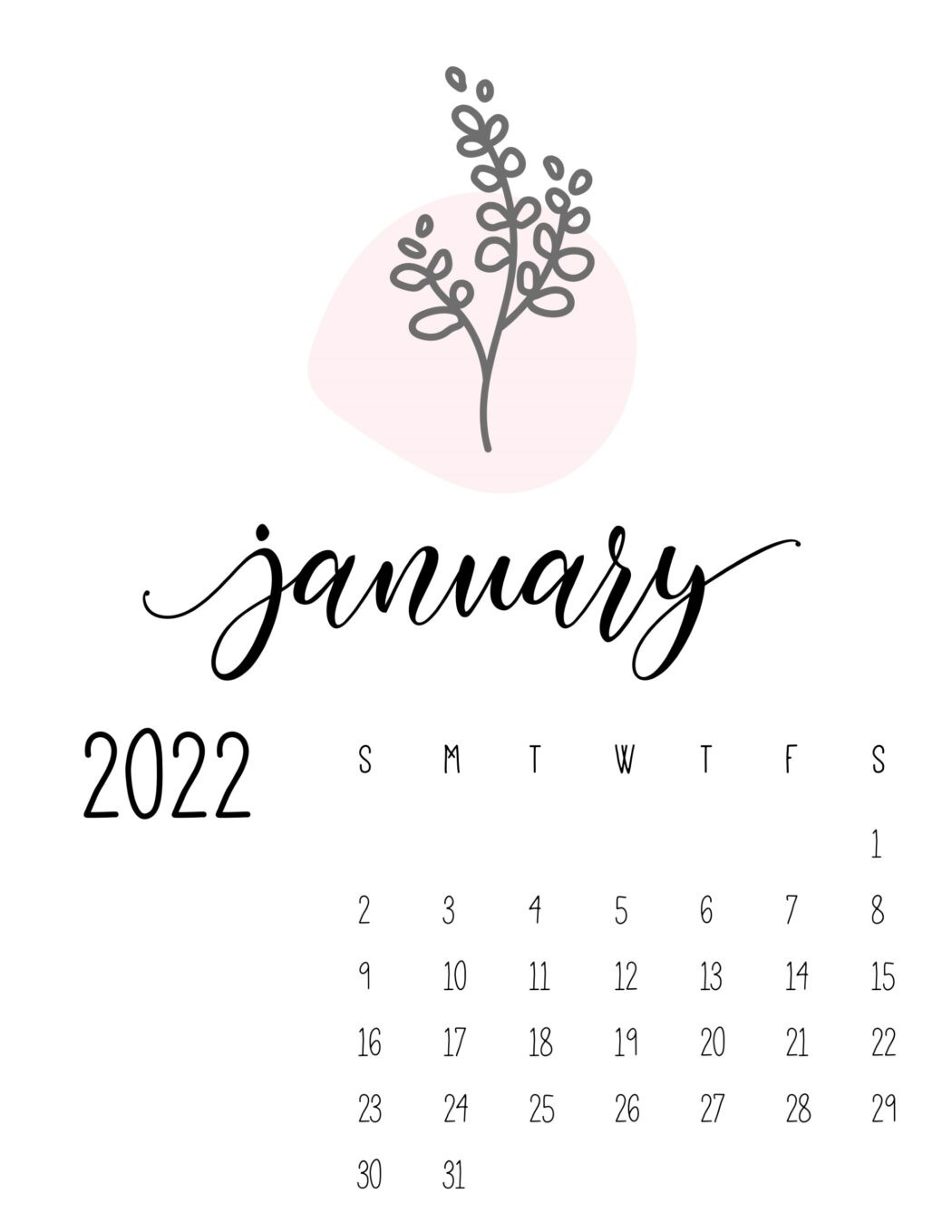 Free Printable Botanical Calendar 2022 - World Of Printables  Printable Calendar 2022 Pretty