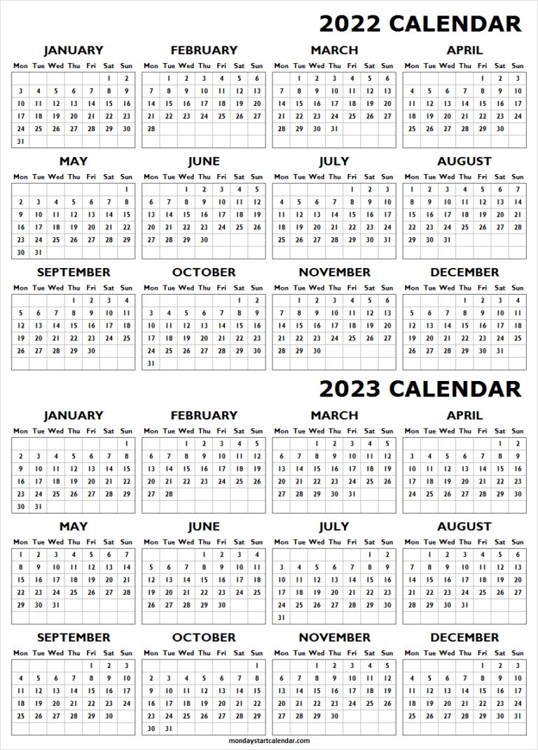 Free Printable Calendar 2022 And 2023 | January 2022 To  December 2022 And January 2023 Calendar