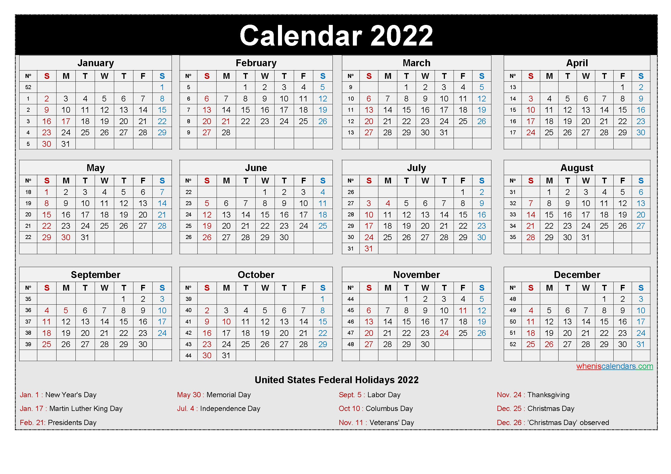 Free Printable Calendar 2022 | Free Letter Templates  Free Printable Calendar Net 2022