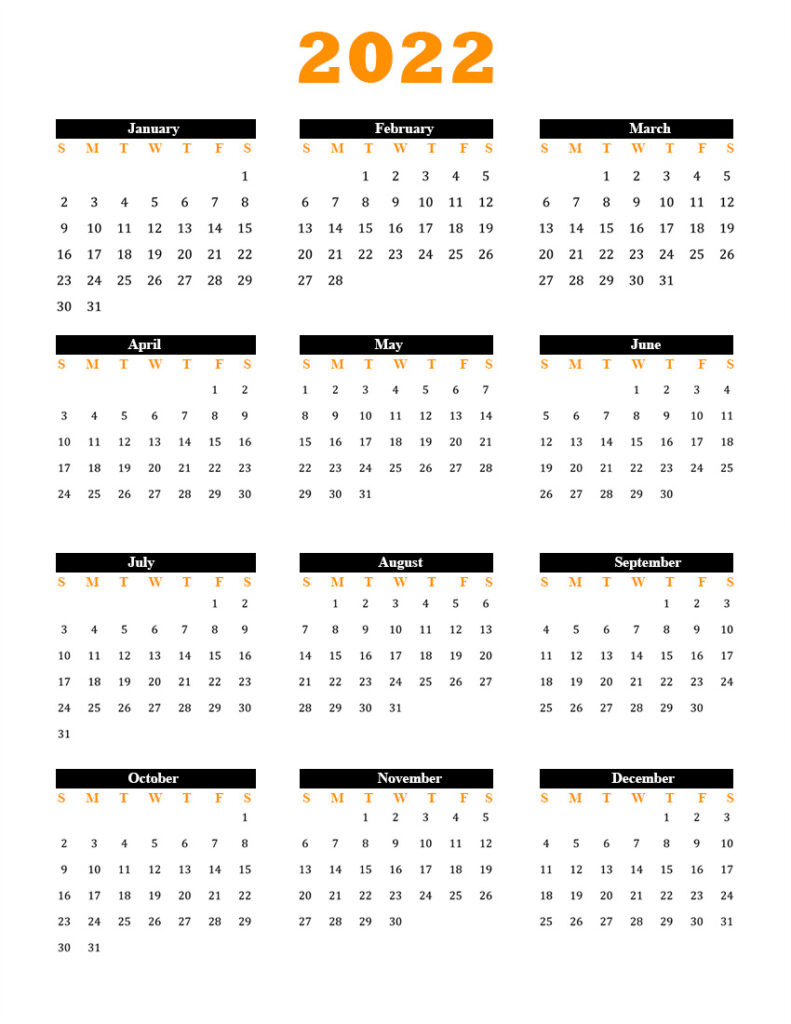 Free Printable Calendar 2022 Template In Pdf  2022 Printable Calendar By Month