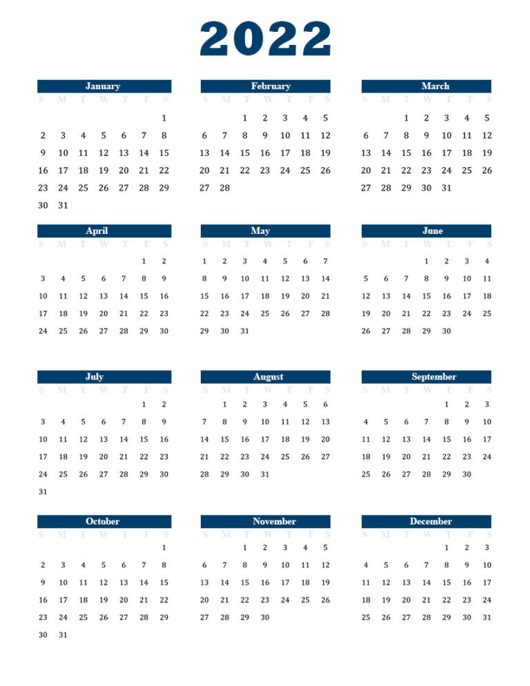 Free Printable Calendar 2022 Template In Pdf  Free Printable Calendar 2022 Word