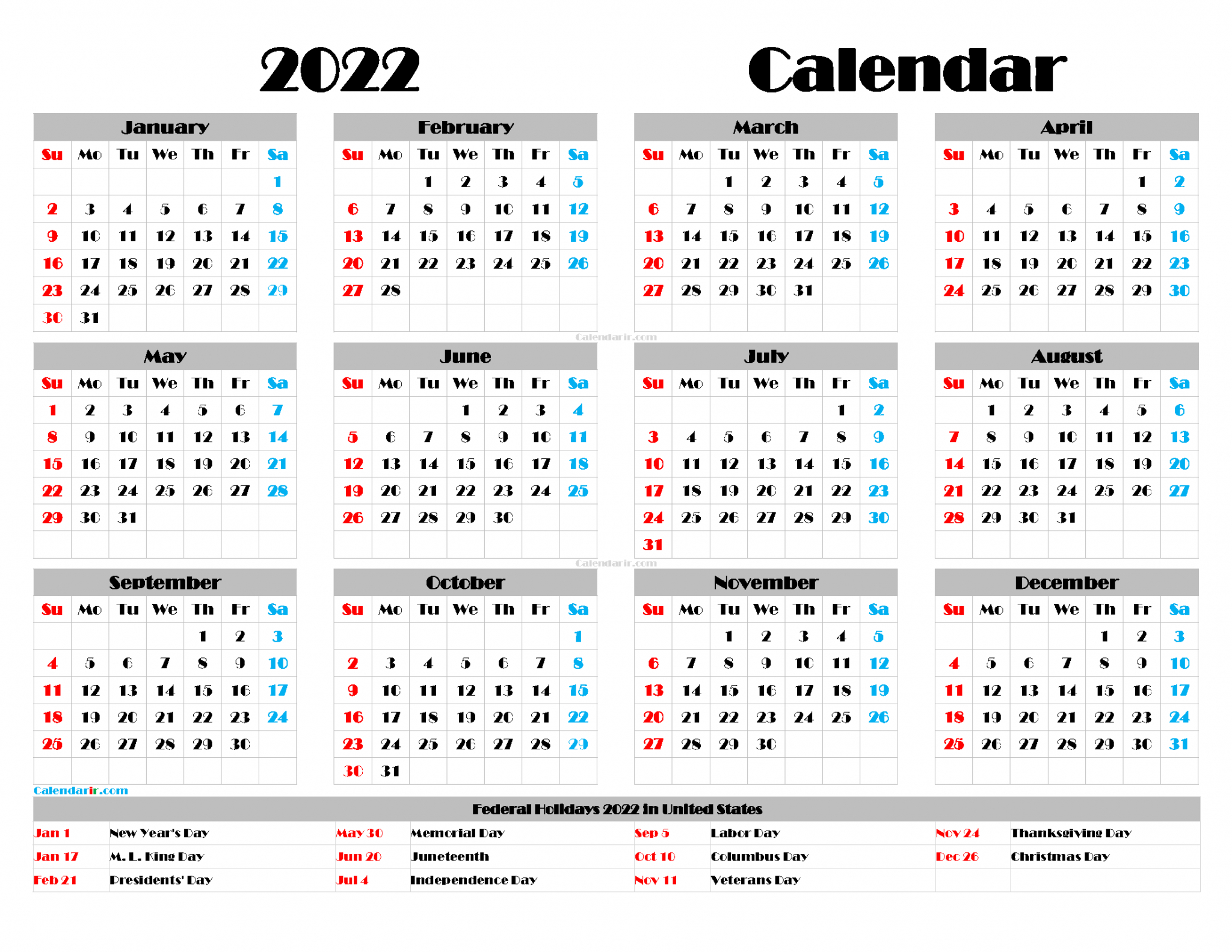 Free Printable Calendar Templates 2022 Pdf, Png  Free Printable Calendar Sheets 2022
