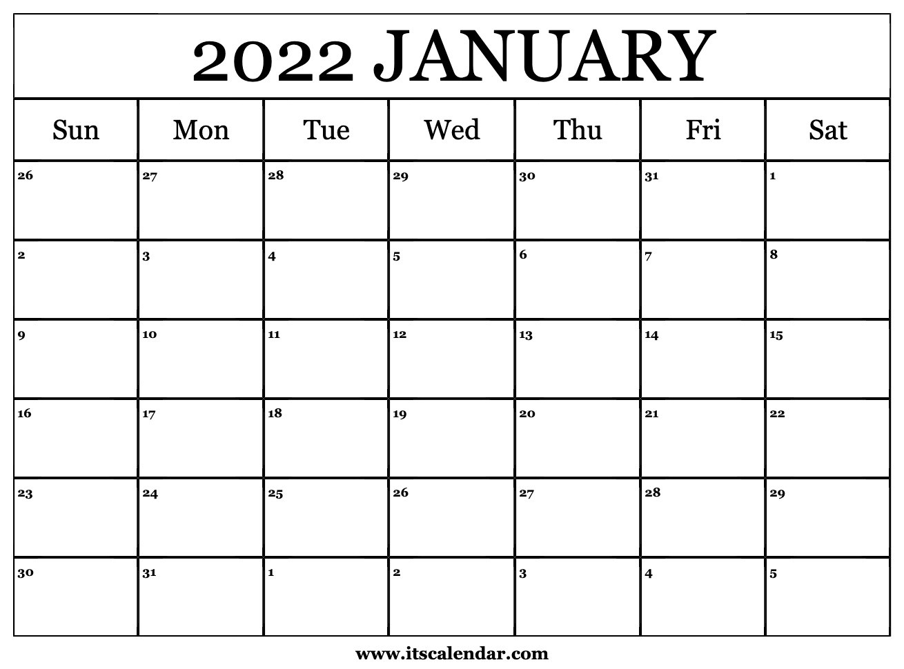 Free Printable January 2022 Calendar  October 2022 To January 2022 Calendar