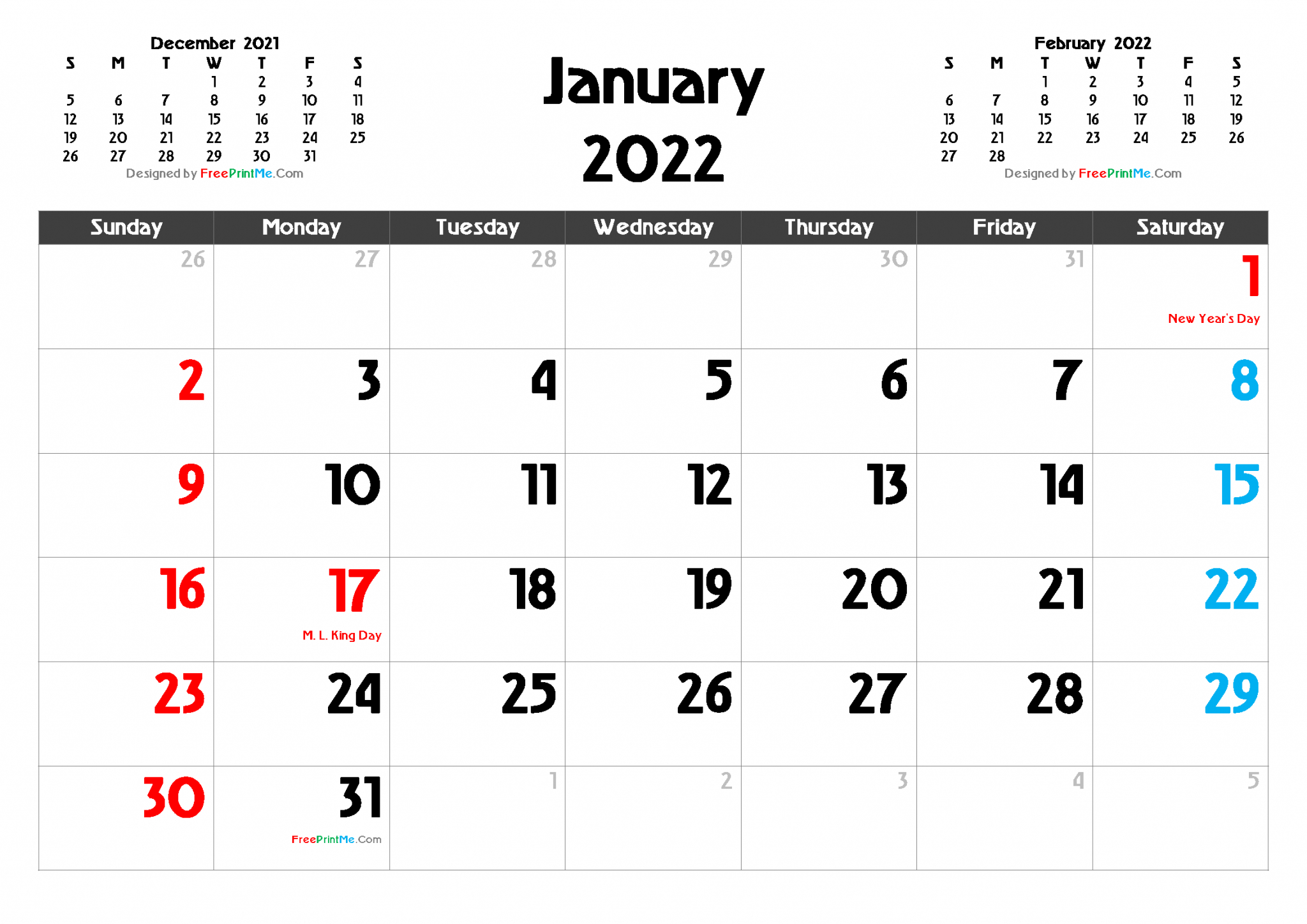 Free Printable January 2022 Calendar Pdf And Image  2022 Calendar Printable Saturday Start