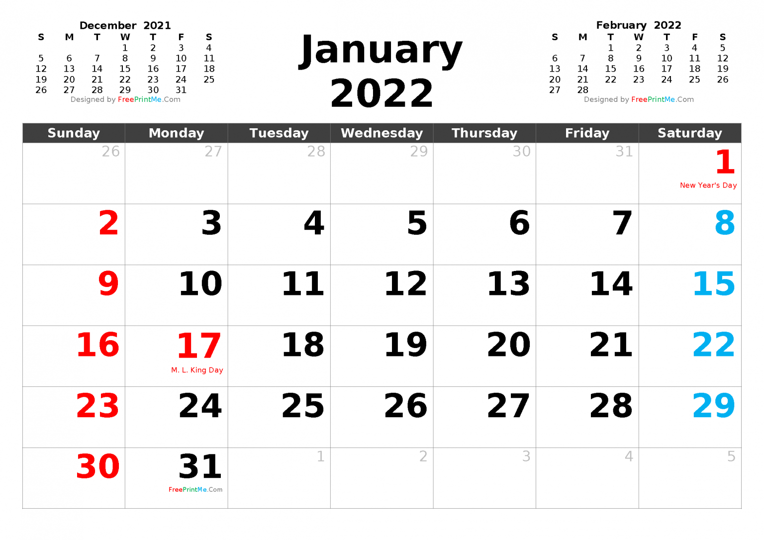Free Printable January 2022 Calendar Pdf Png Image  Dec Jan Calendar 2022
