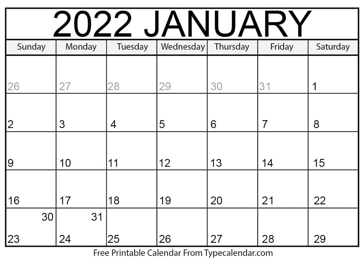 Free Printable January 2022 Calendars  2022 Calendar Printable Pink