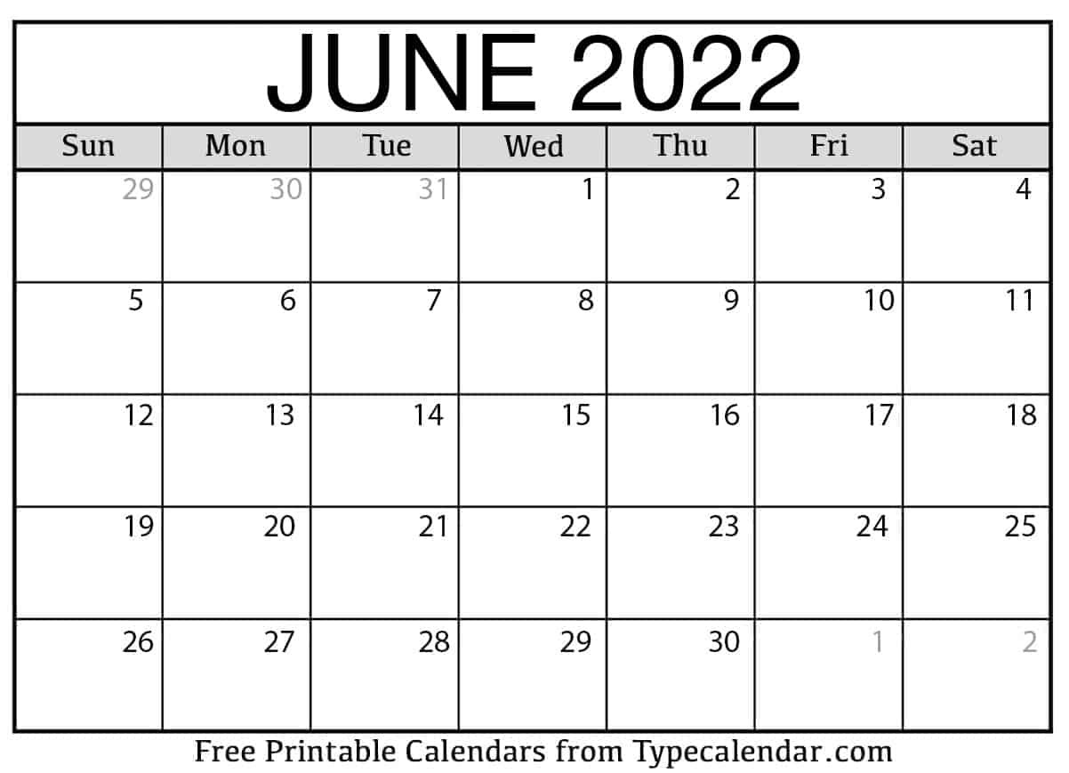 Free Printable June 2022 Calendars  Free Printable Calendar 2022 June