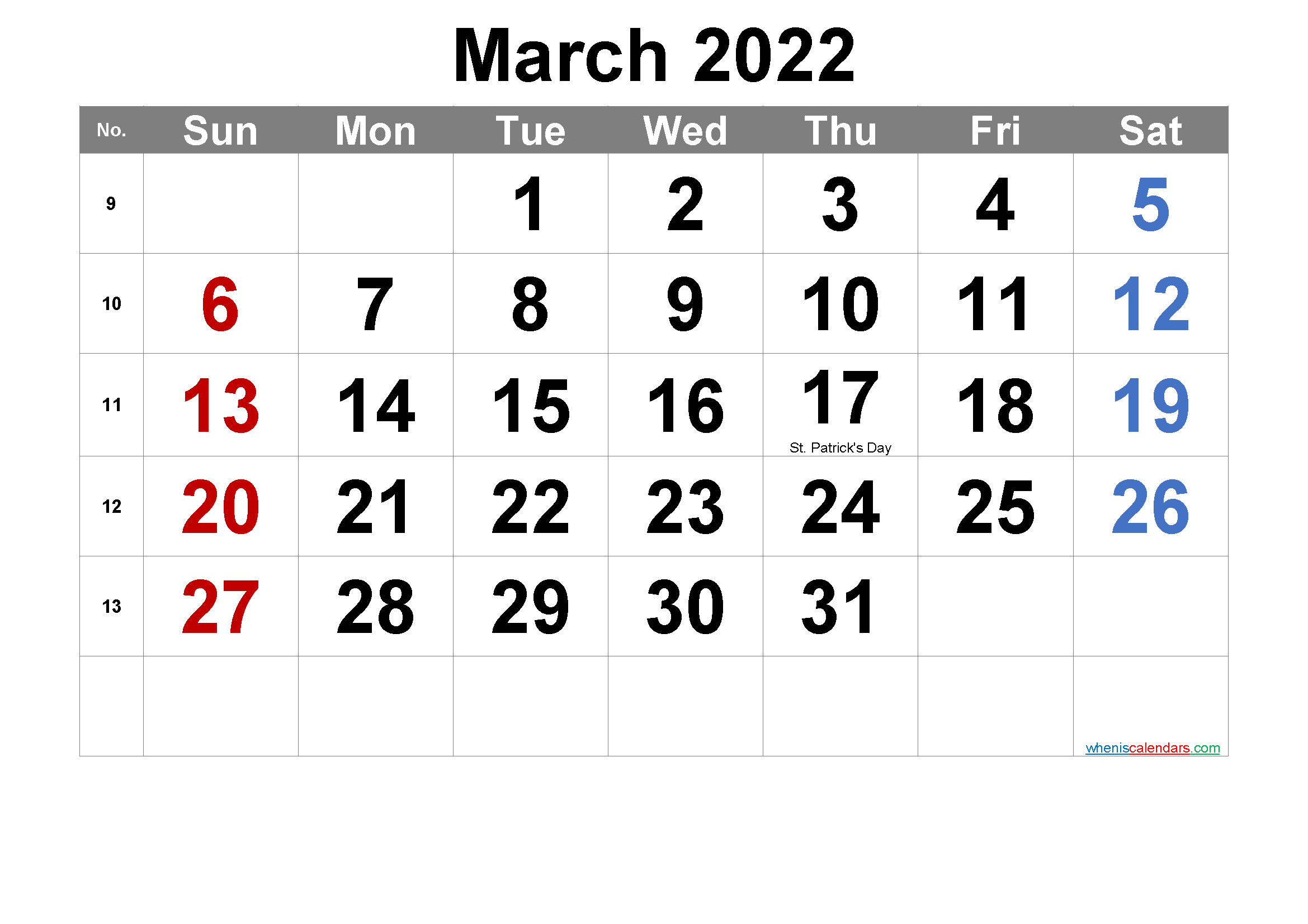 Free Printable March 2021 Calendar With Holidays - Free  March And April 2022 Calendar With Holidays