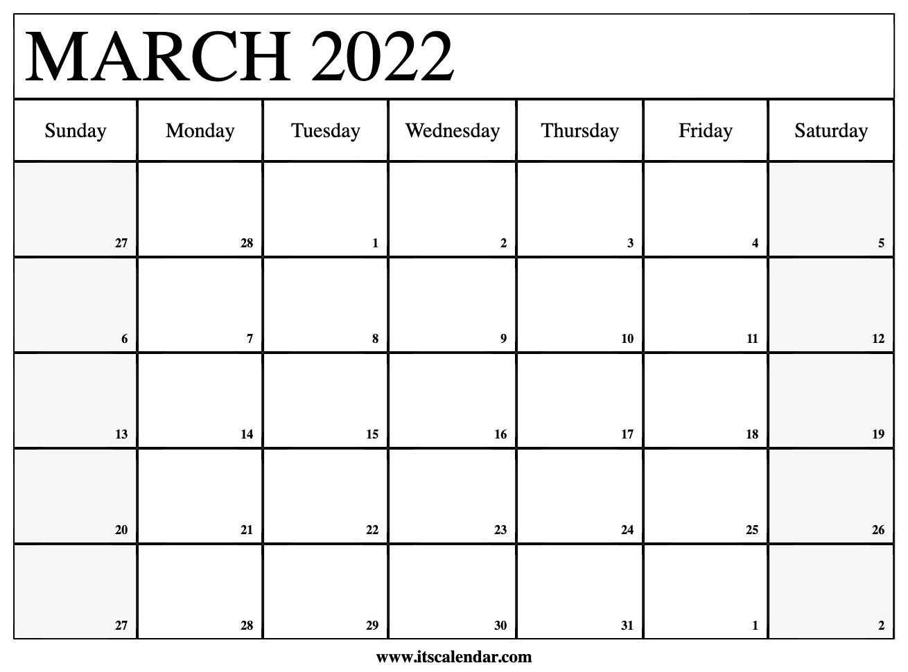 Free Printable March 2022 Calendar  Calendar 2022 Jan Feb March April